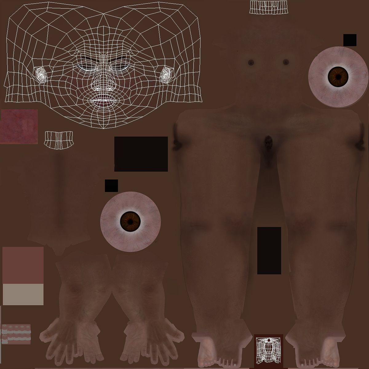 Afro American Woman Head Dark Skin 3D model