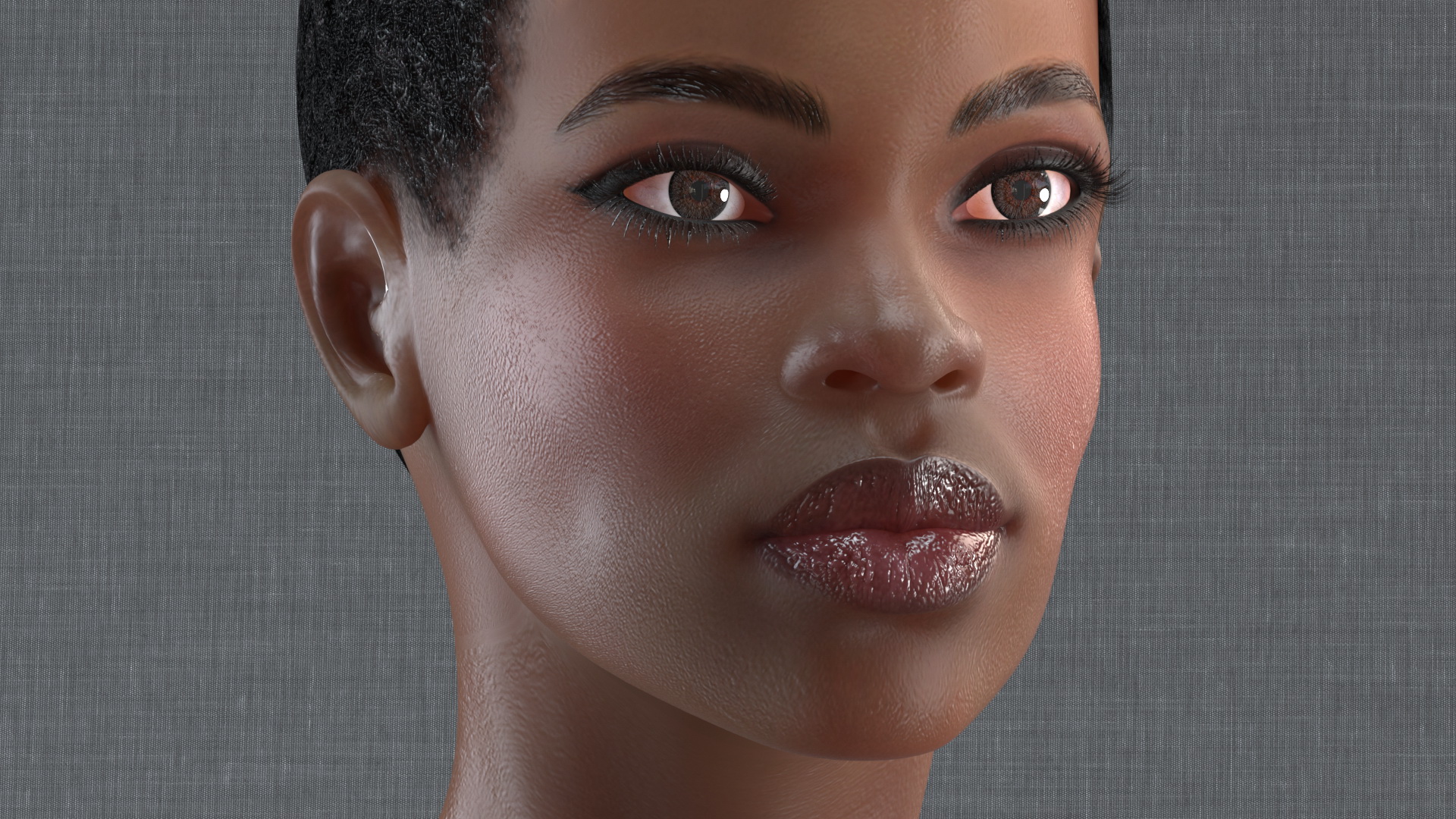 Afro American Woman Head Dark Skin 3D model