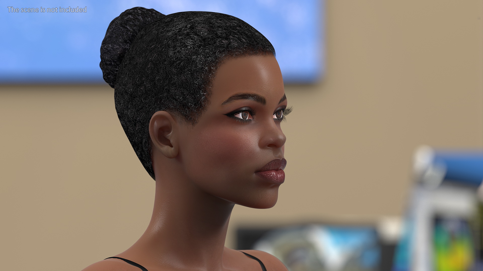 Afro American Woman Head Dark Skin 3D model
