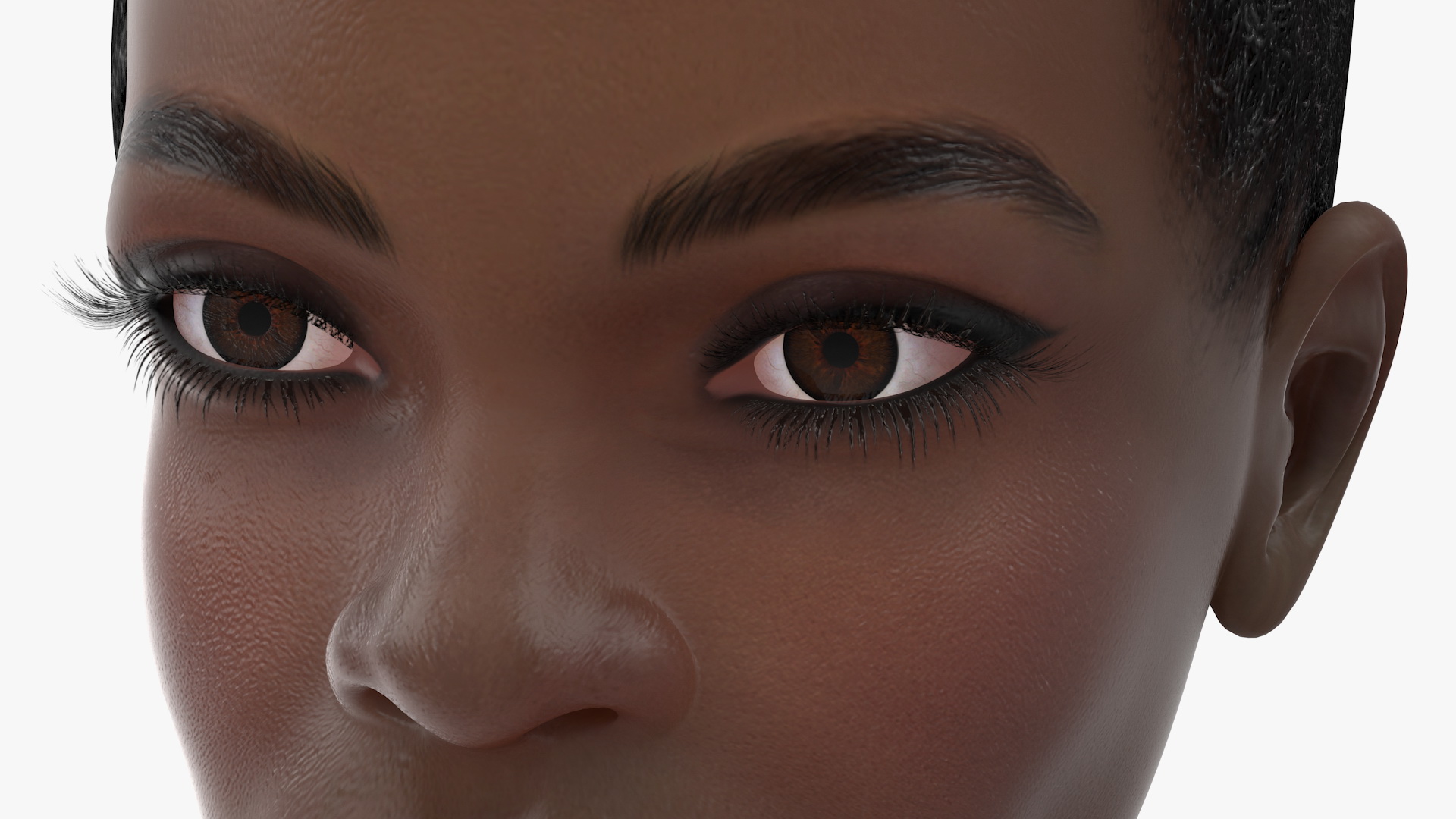 Afro American Woman Head Dark Skin 3D model