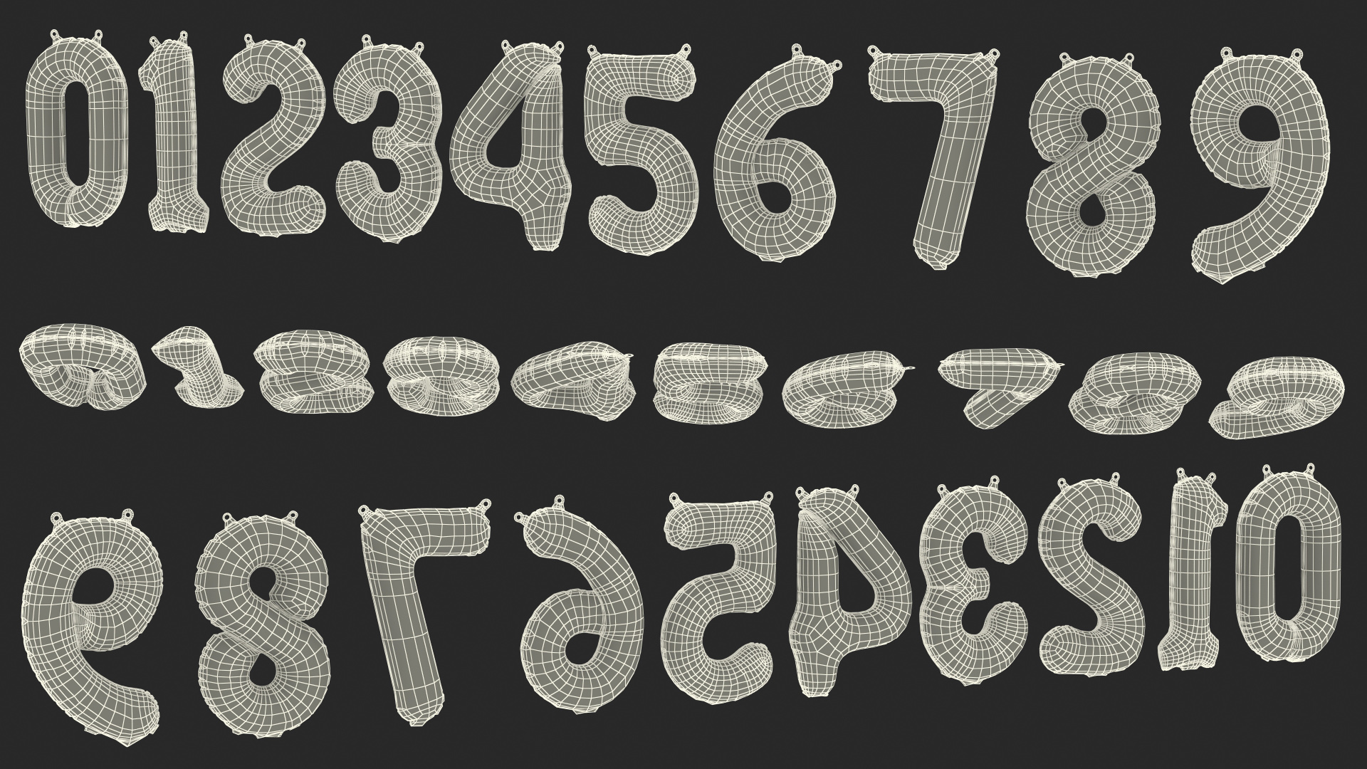3D Balloon Numbers Set Silver