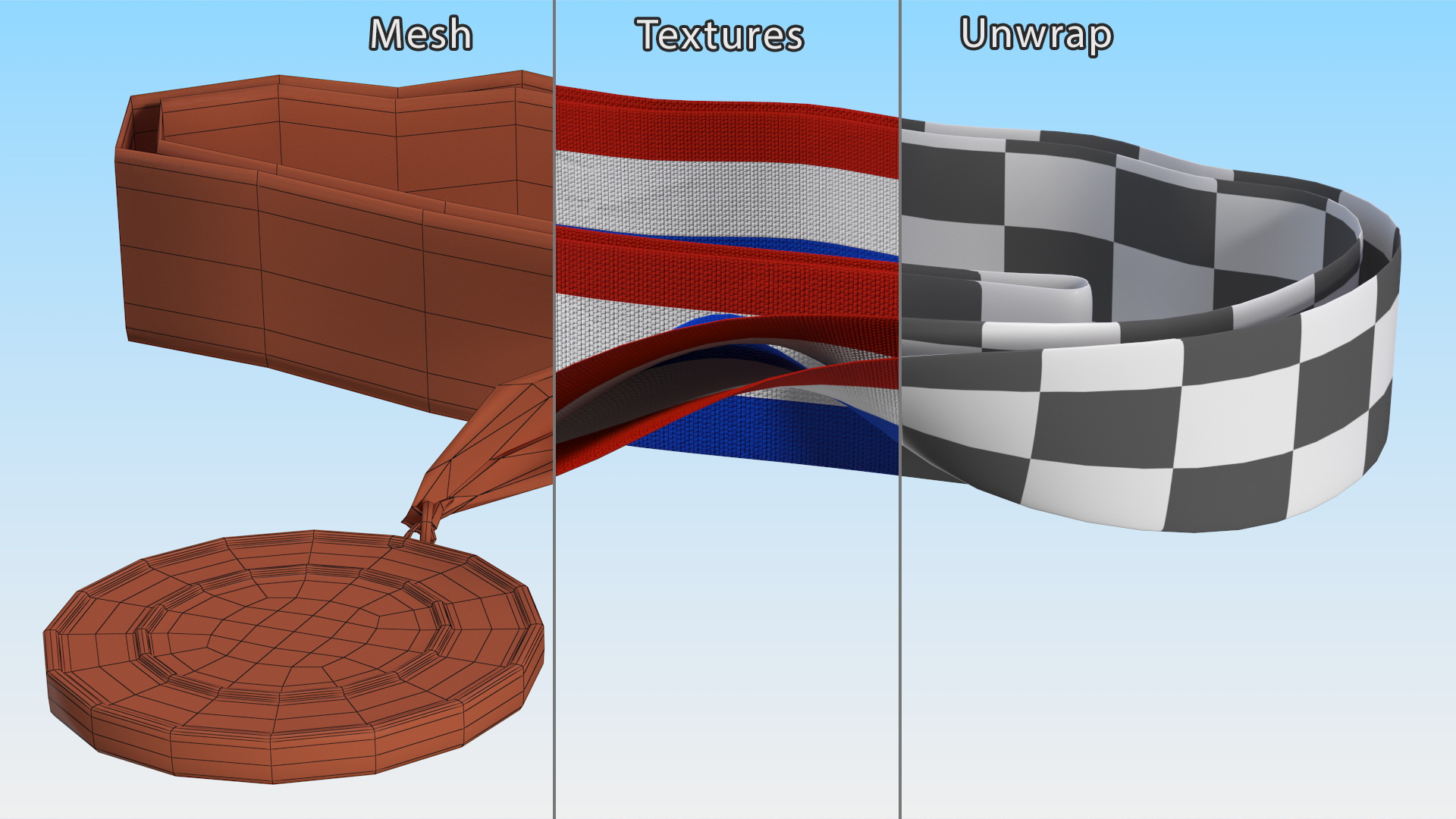 Award Medal with Tricolor Ribbon 3D