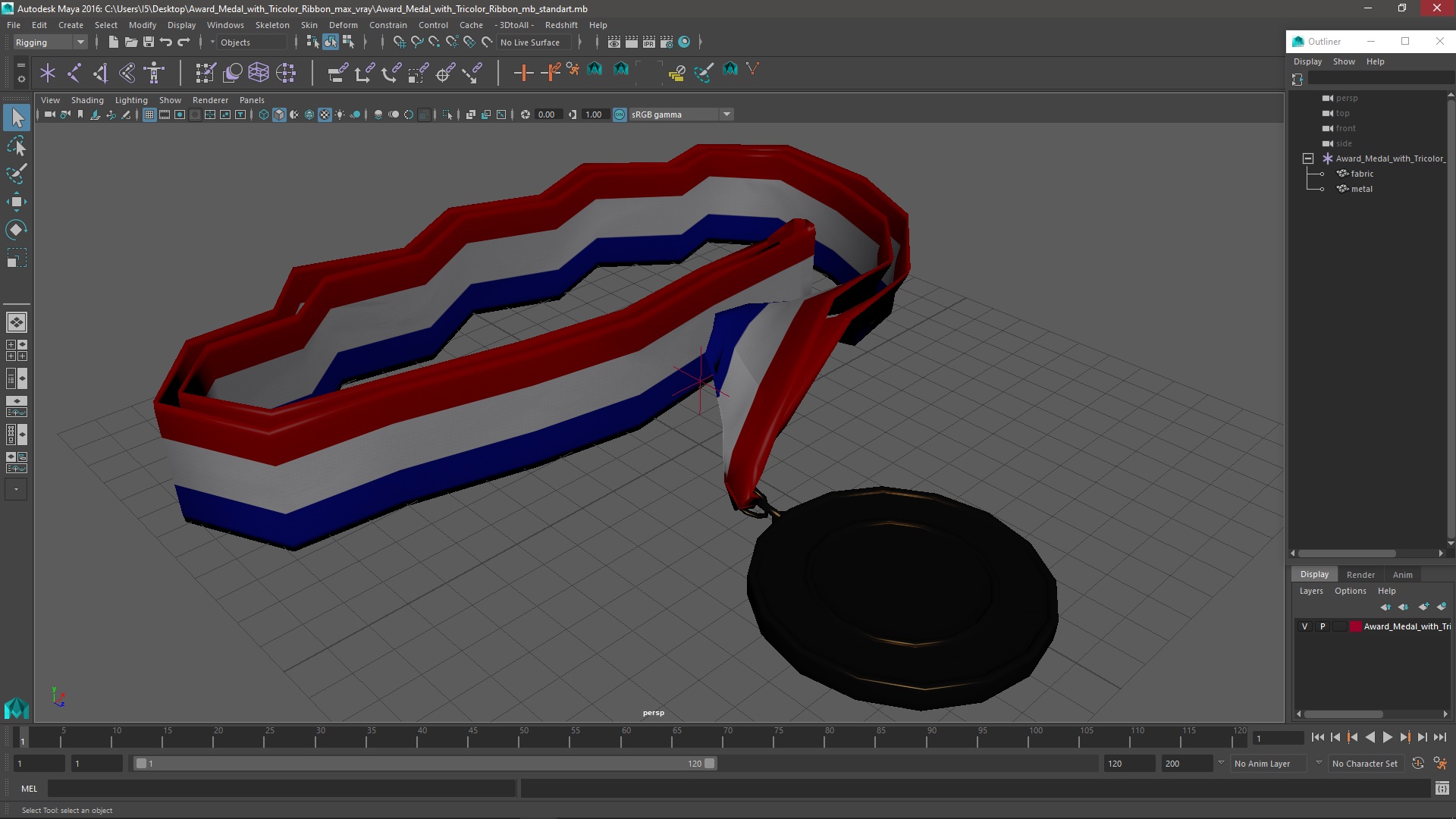 Award Medal with Tricolor Ribbon 3D