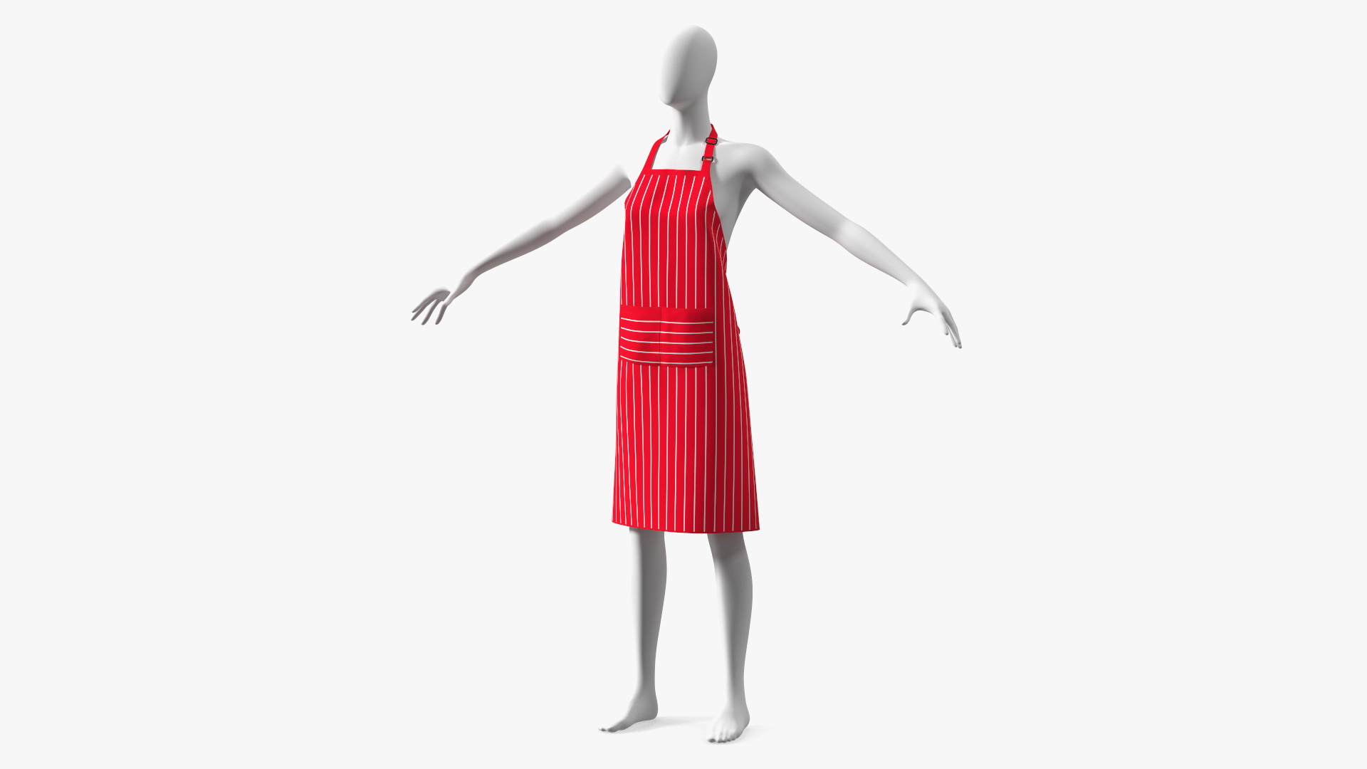 3D model Cooking Apron Striped on Women Mannequin