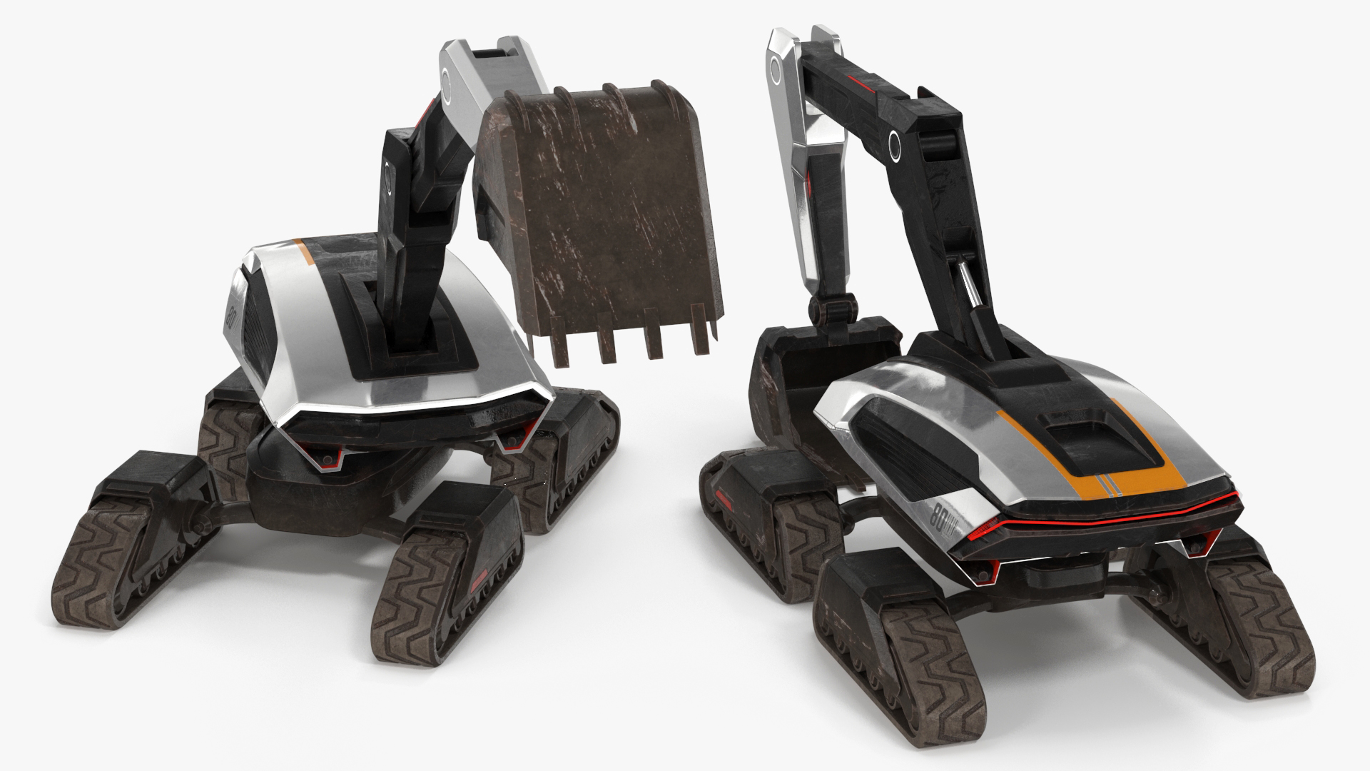 Excavator SciFi Concept Old Rigged 3D model