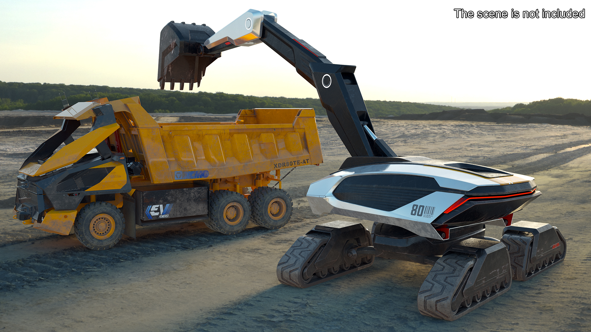 Excavator SciFi Concept Old Rigged 3D model