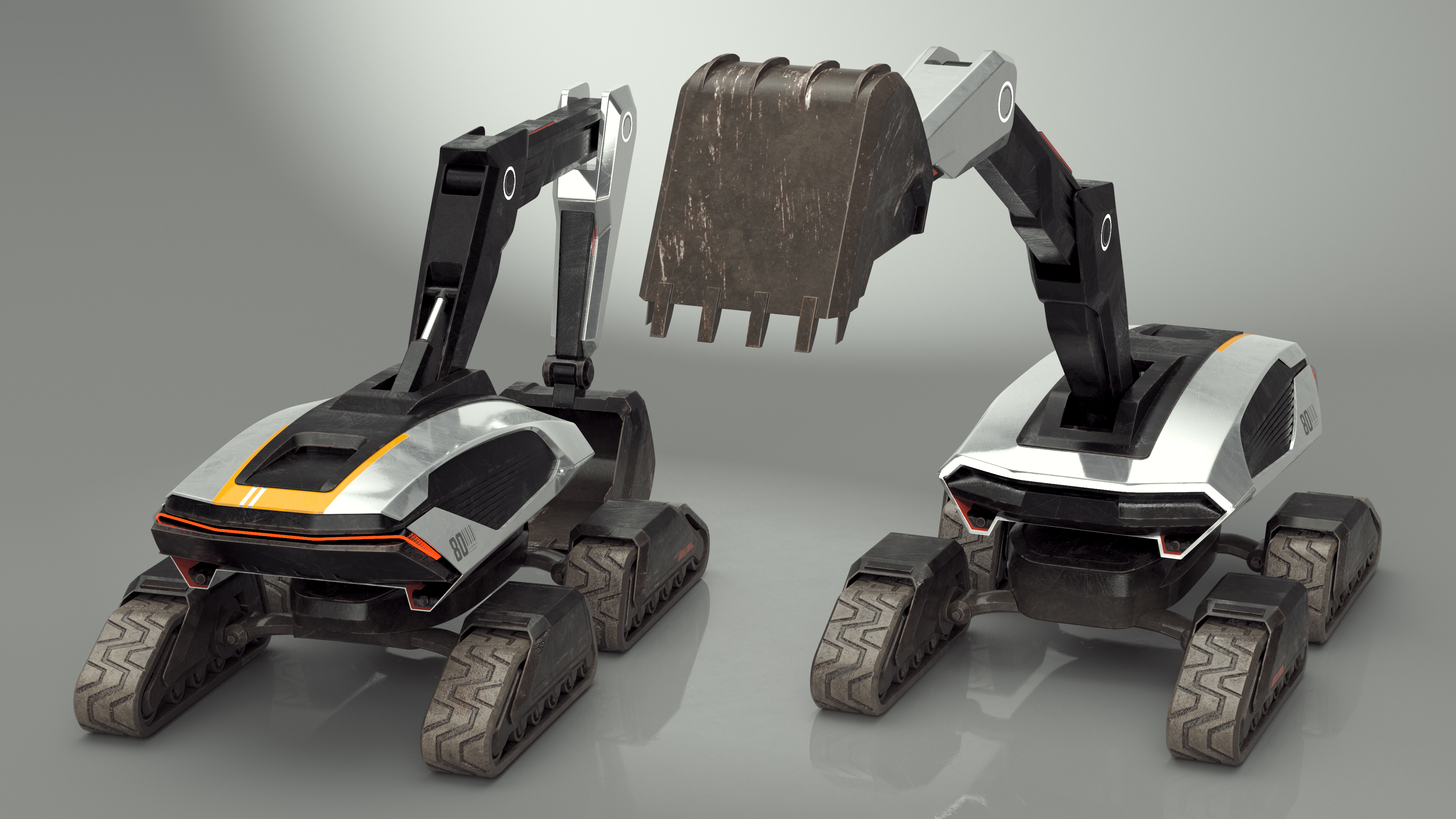 Excavator SciFi Concept Old Rigged 3D model