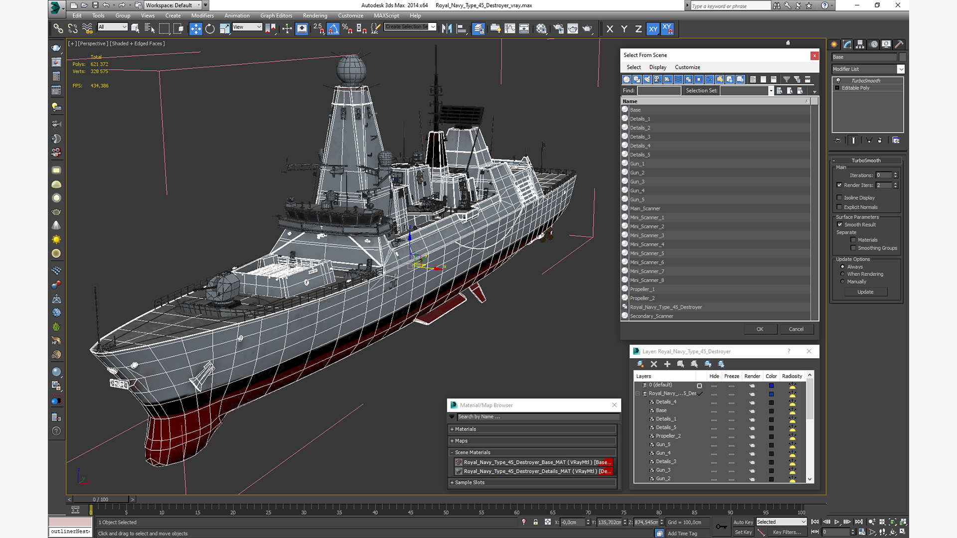 3D Royal Navy Type 45 Destroyer model