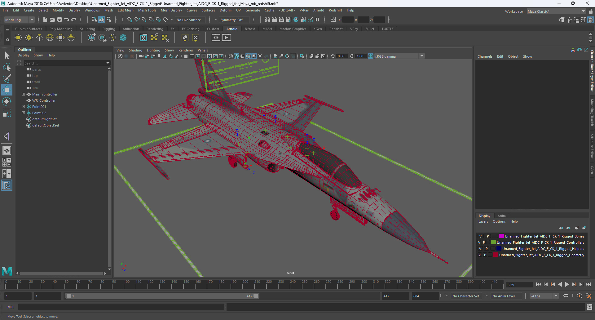 Unarmed Fighter Jet AIDC F-CK-1 Rigged for Maya 3D