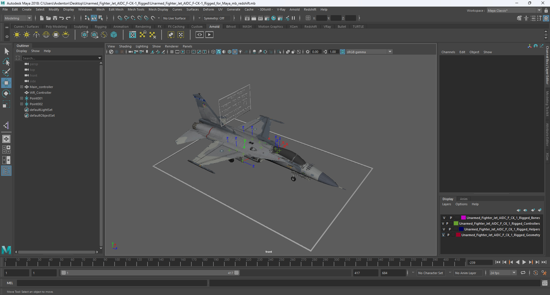 Unarmed Fighter Jet AIDC F-CK-1 Rigged for Maya 3D