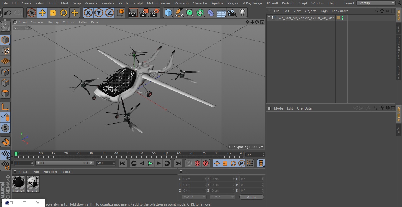 Two Seat Air Vehicle eVTOL Air One 3D model