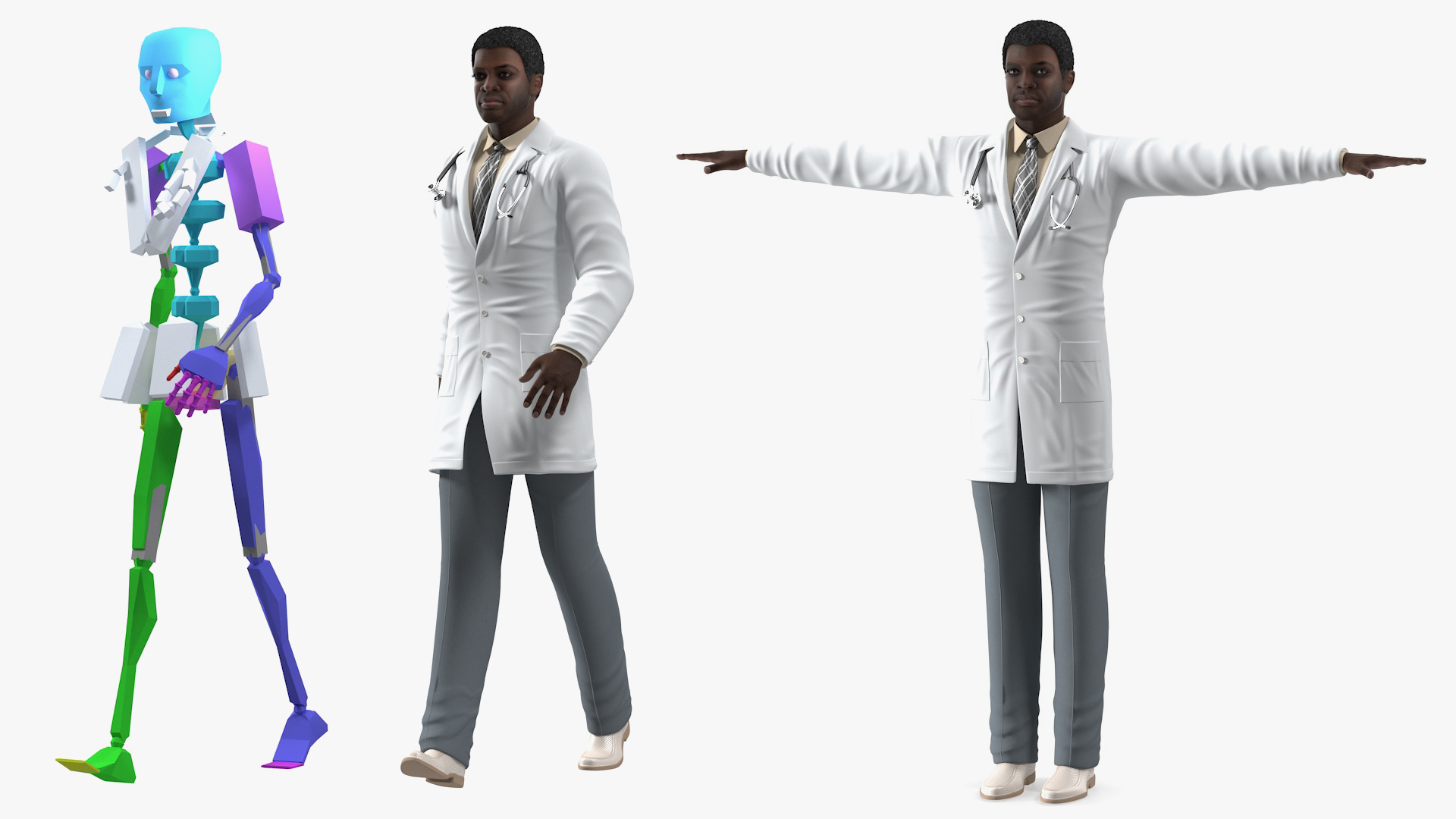 3D C Arm System with Patient and Doctor Rigged model