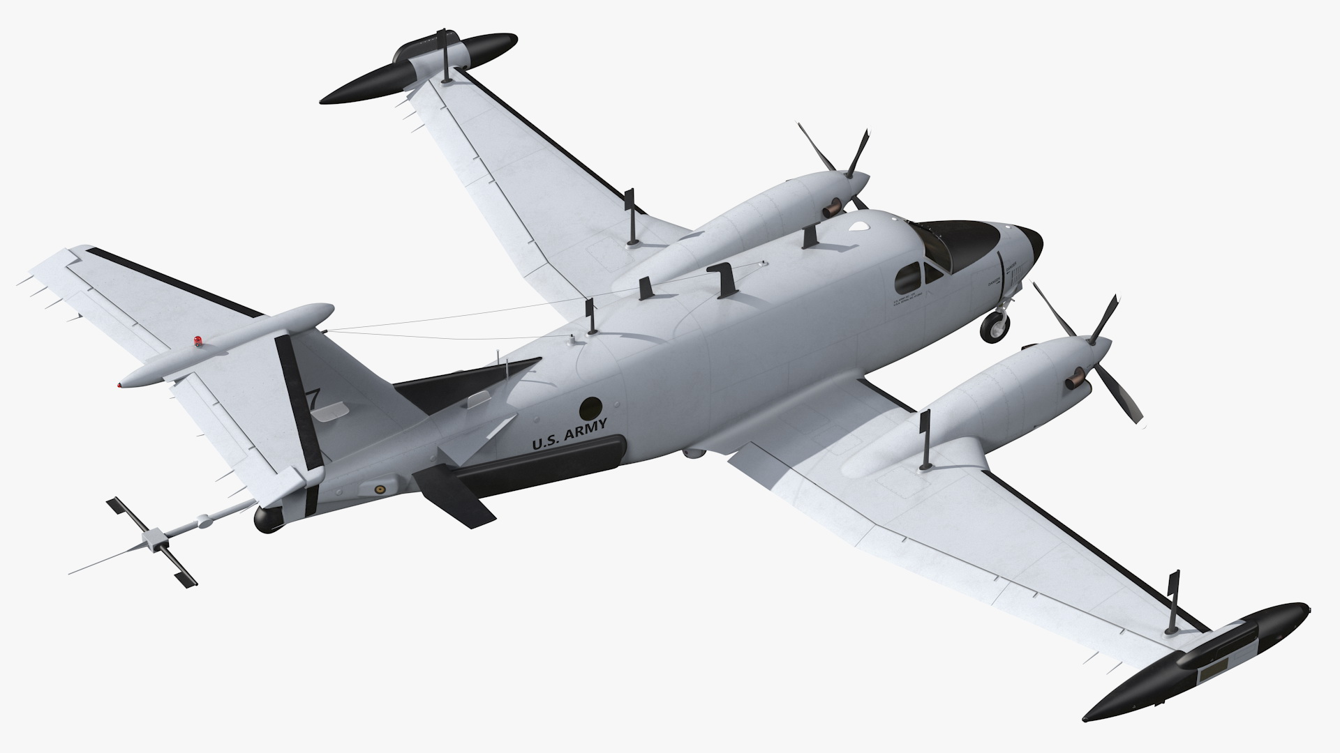 3D model Beechcraft RC12X Guardrail US Army Aircraft Rigged