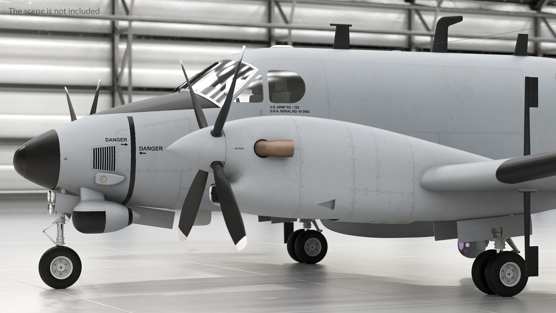 3D model Beechcraft RC12X Guardrail US Army Aircraft Rigged