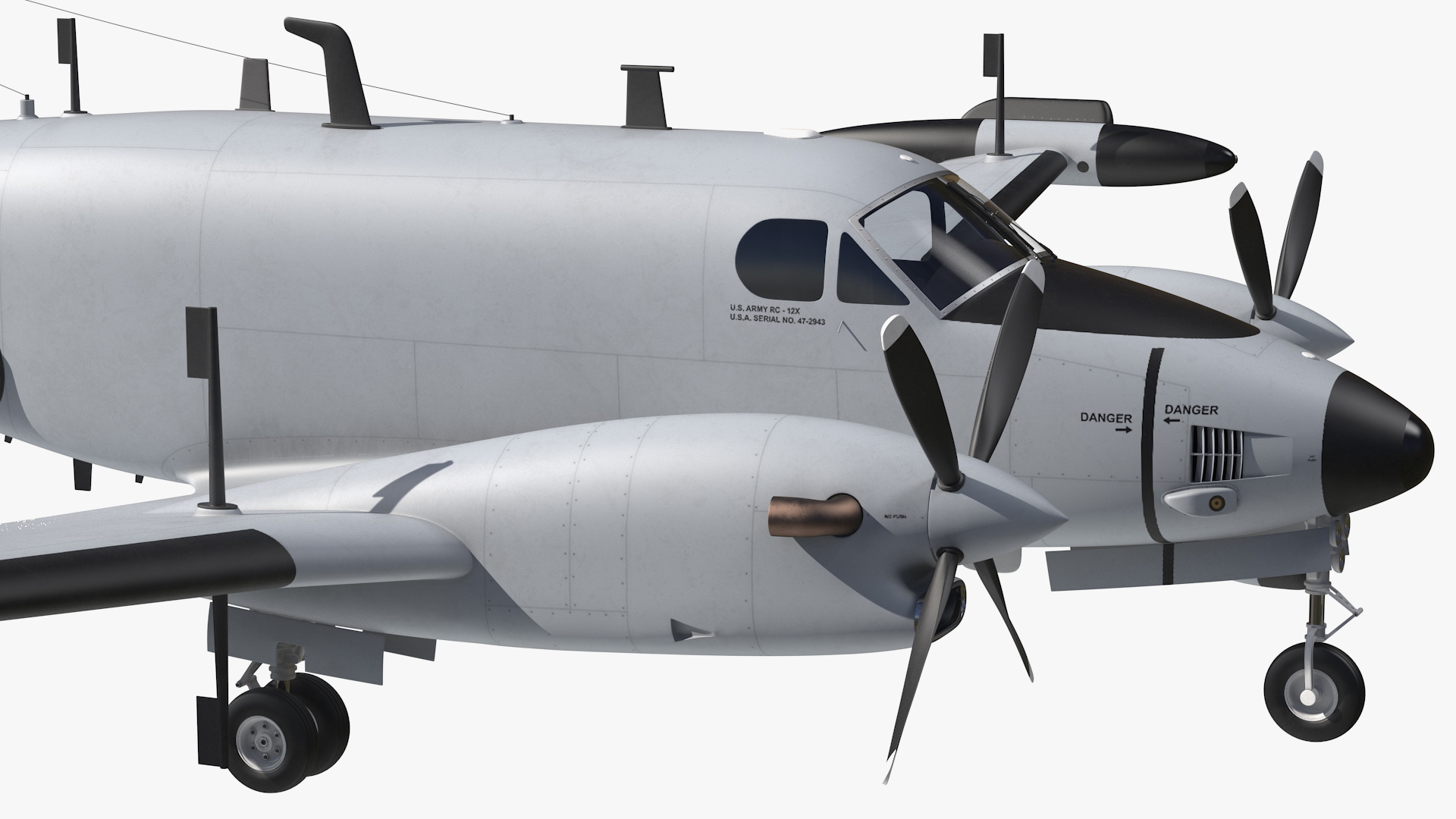 3D model Beechcraft RC12X Guardrail US Army Aircraft Rigged