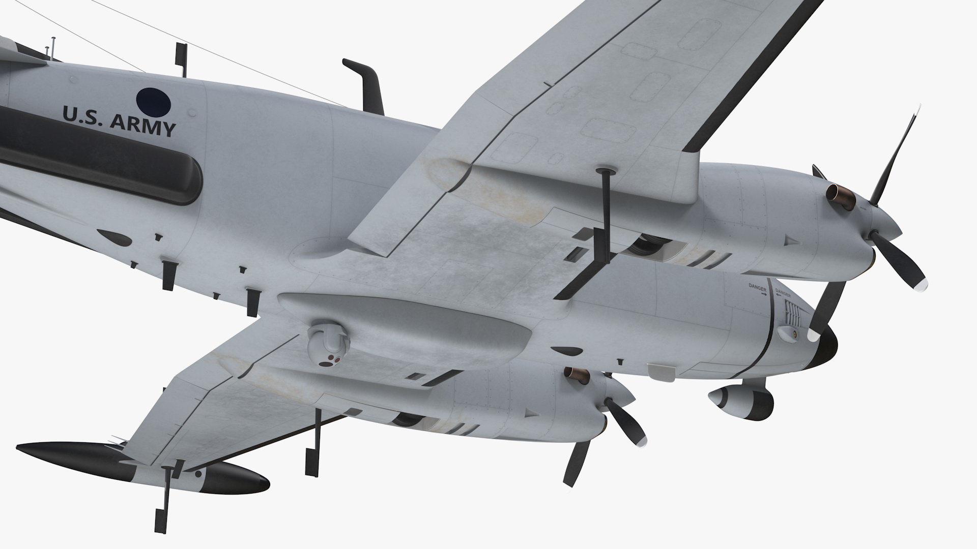 3D model Beechcraft RC12X Guardrail US Army Aircraft Rigged