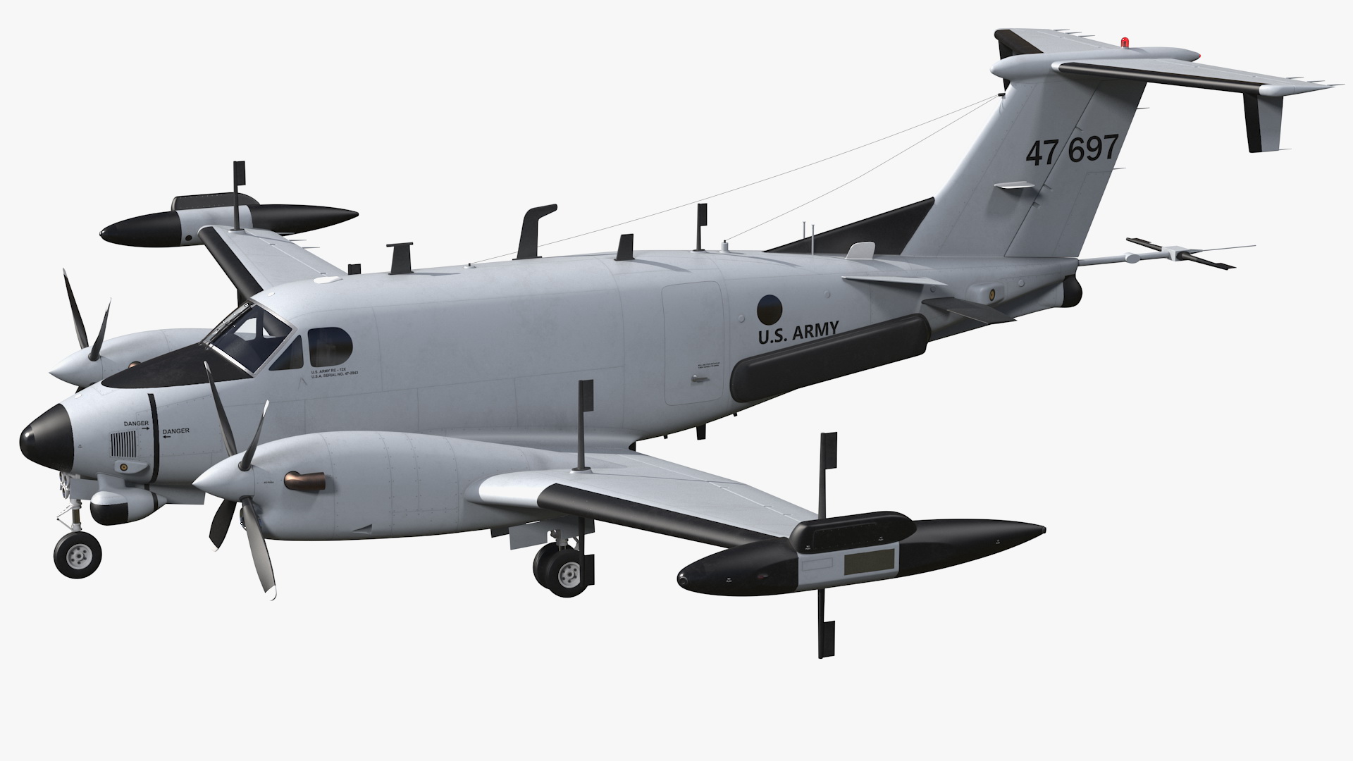 3D model Beechcraft RC12X Guardrail US Army Aircraft Rigged