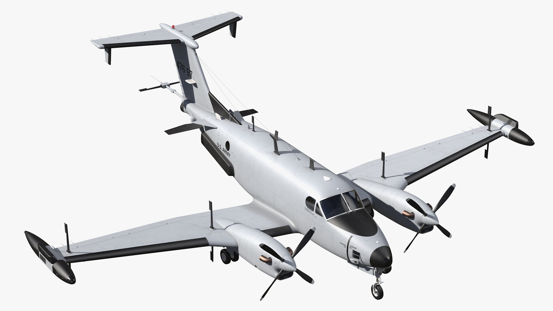3D model Beechcraft RC12X Guardrail US Army Aircraft Rigged