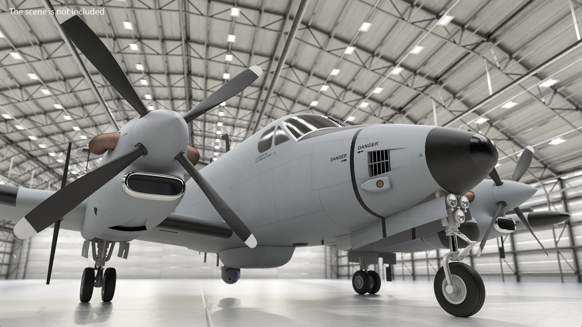 3D model Beechcraft RC12X Guardrail US Army Aircraft Rigged