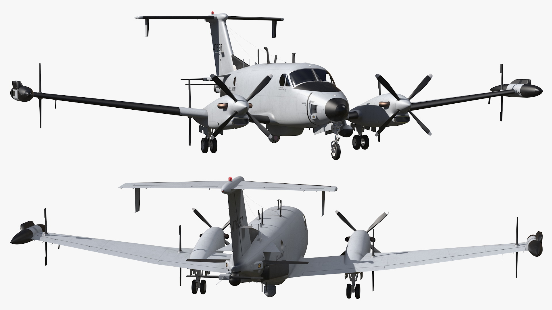 3D model Beechcraft RC12X Guardrail US Army Aircraft Rigged
