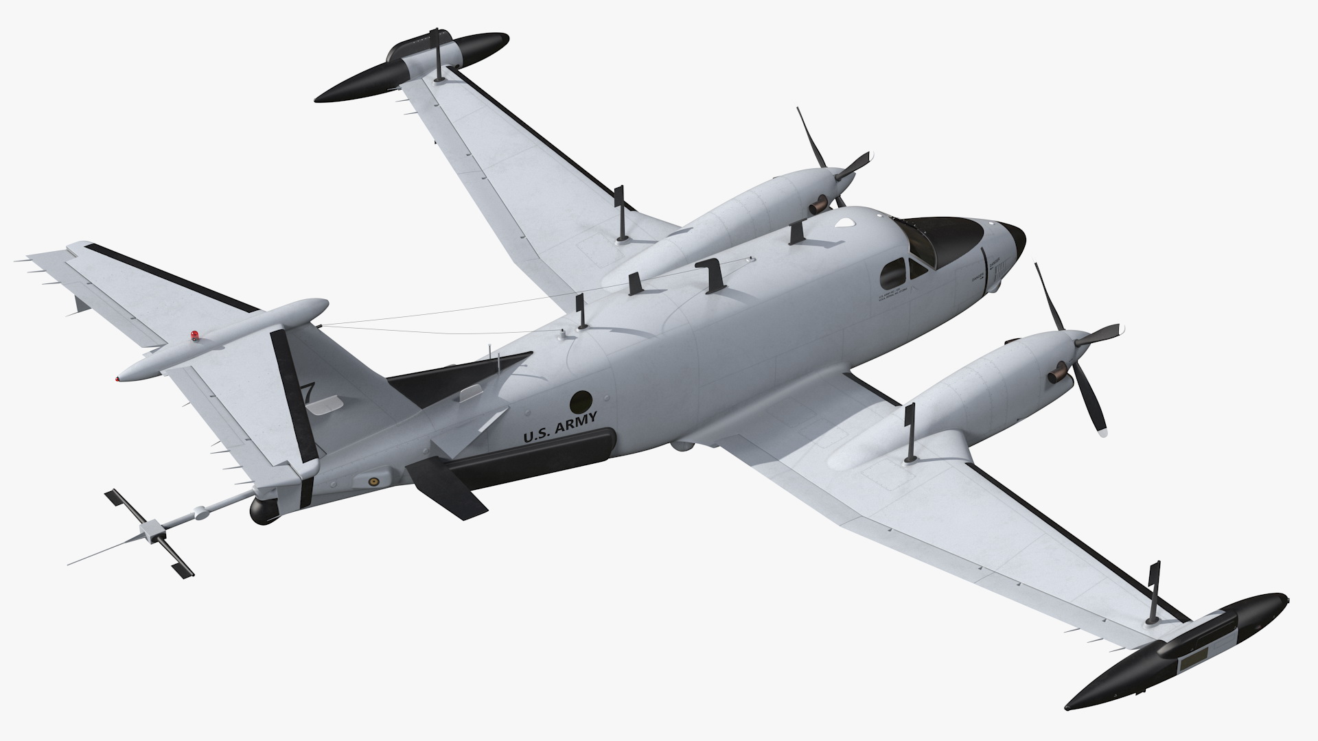 3D model Beechcraft RC12X Guardrail US Army Aircraft Rigged