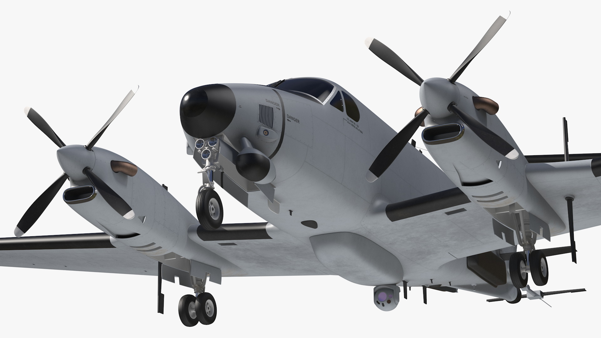 3D model Beechcraft RC12X Guardrail US Army Aircraft Rigged