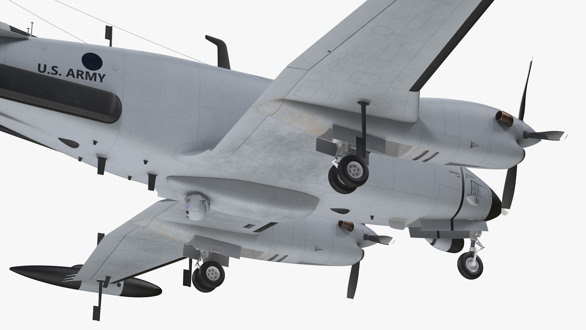 3D model Beechcraft RC12X Guardrail US Army Aircraft Rigged