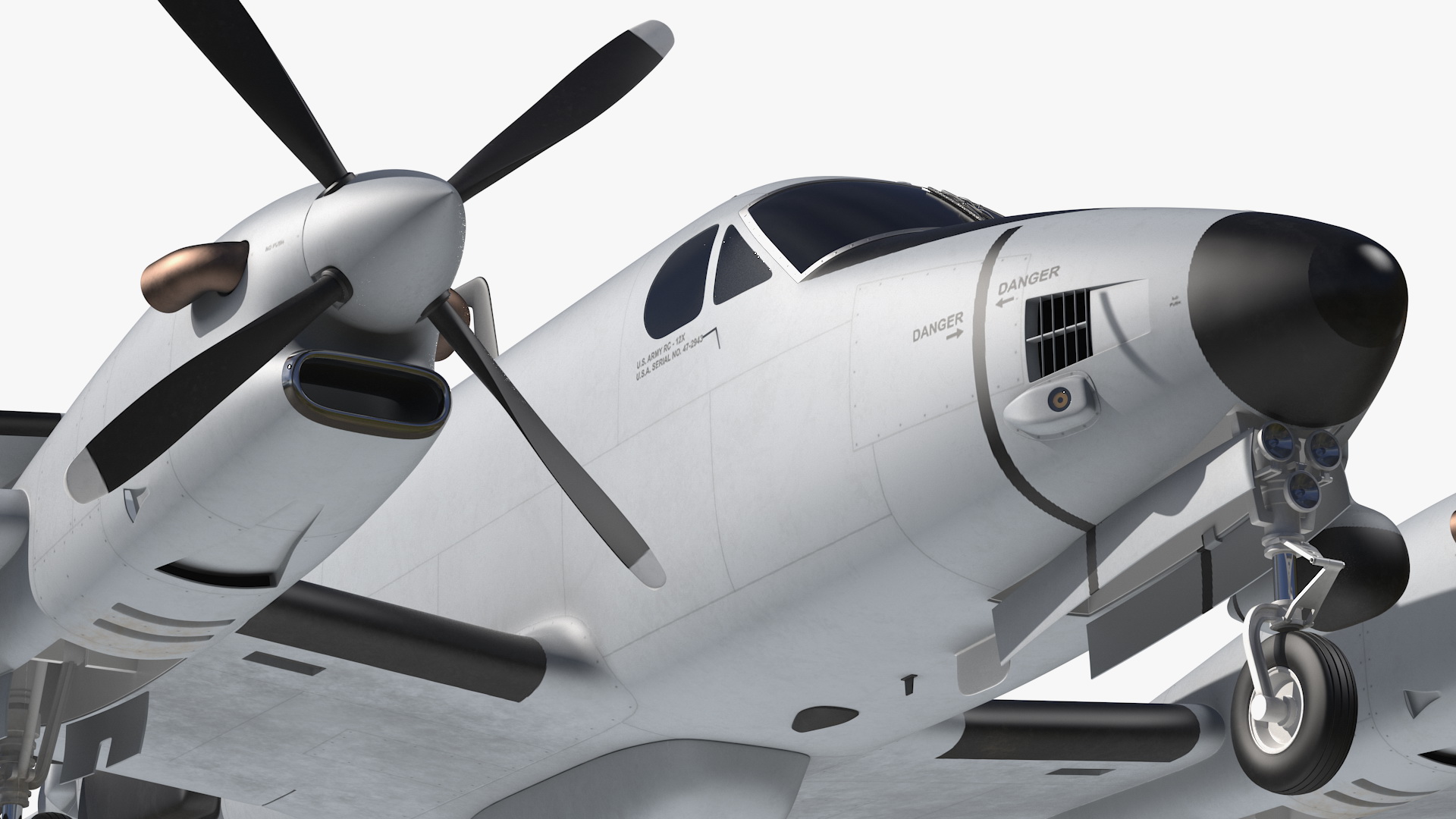 3D model Beechcraft RC12X Guardrail US Army Aircraft Rigged