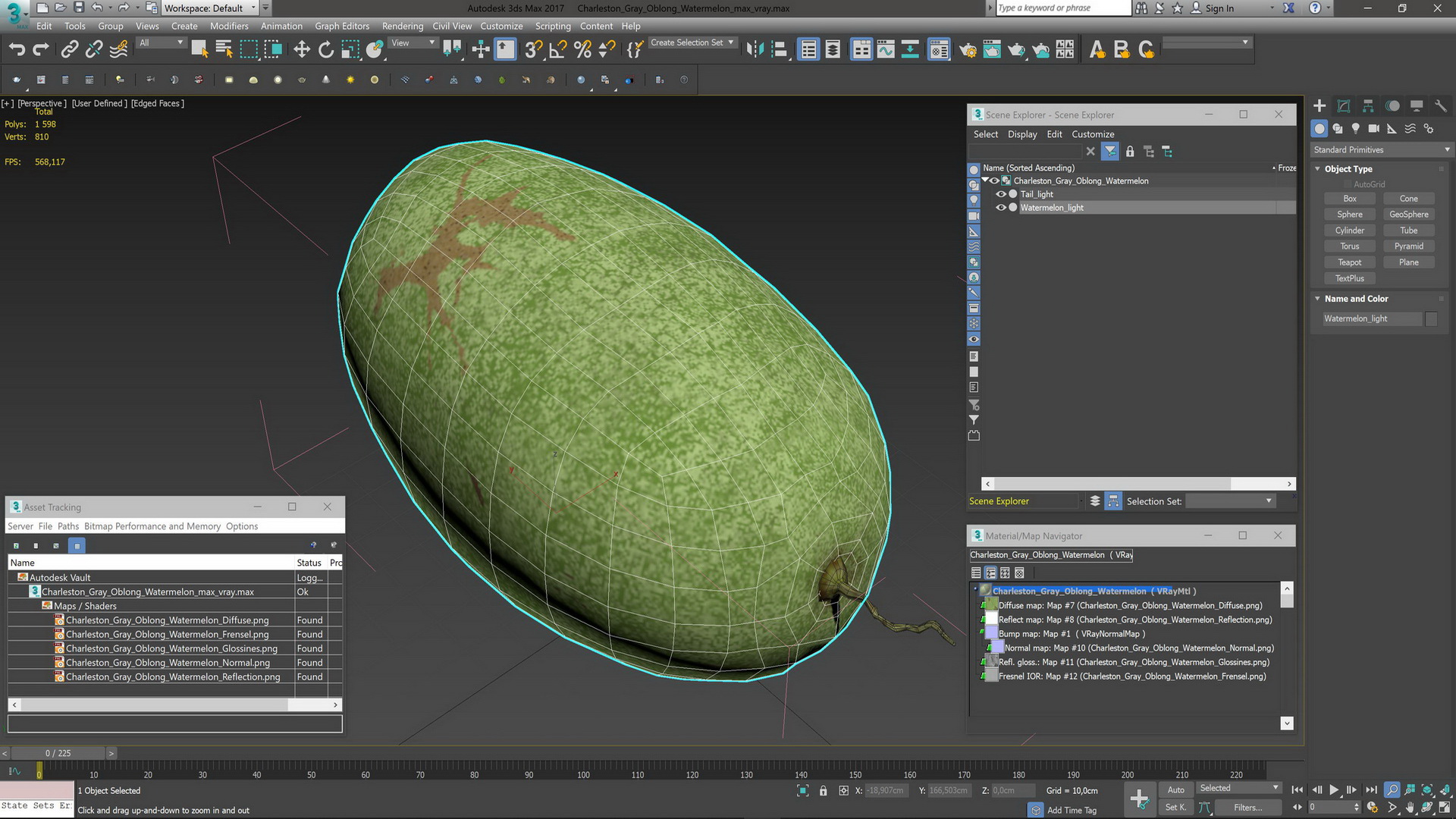 3D Charleston Gray Oblong Watermelon model