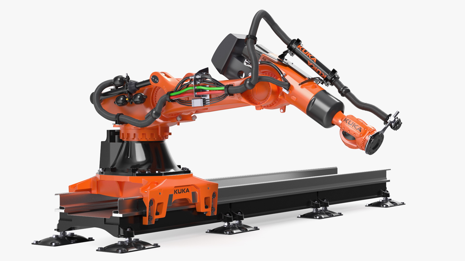3D Ultra Robot Arm KUKA KR FORTEC On Skids KL 5000 Rigged for Maya model