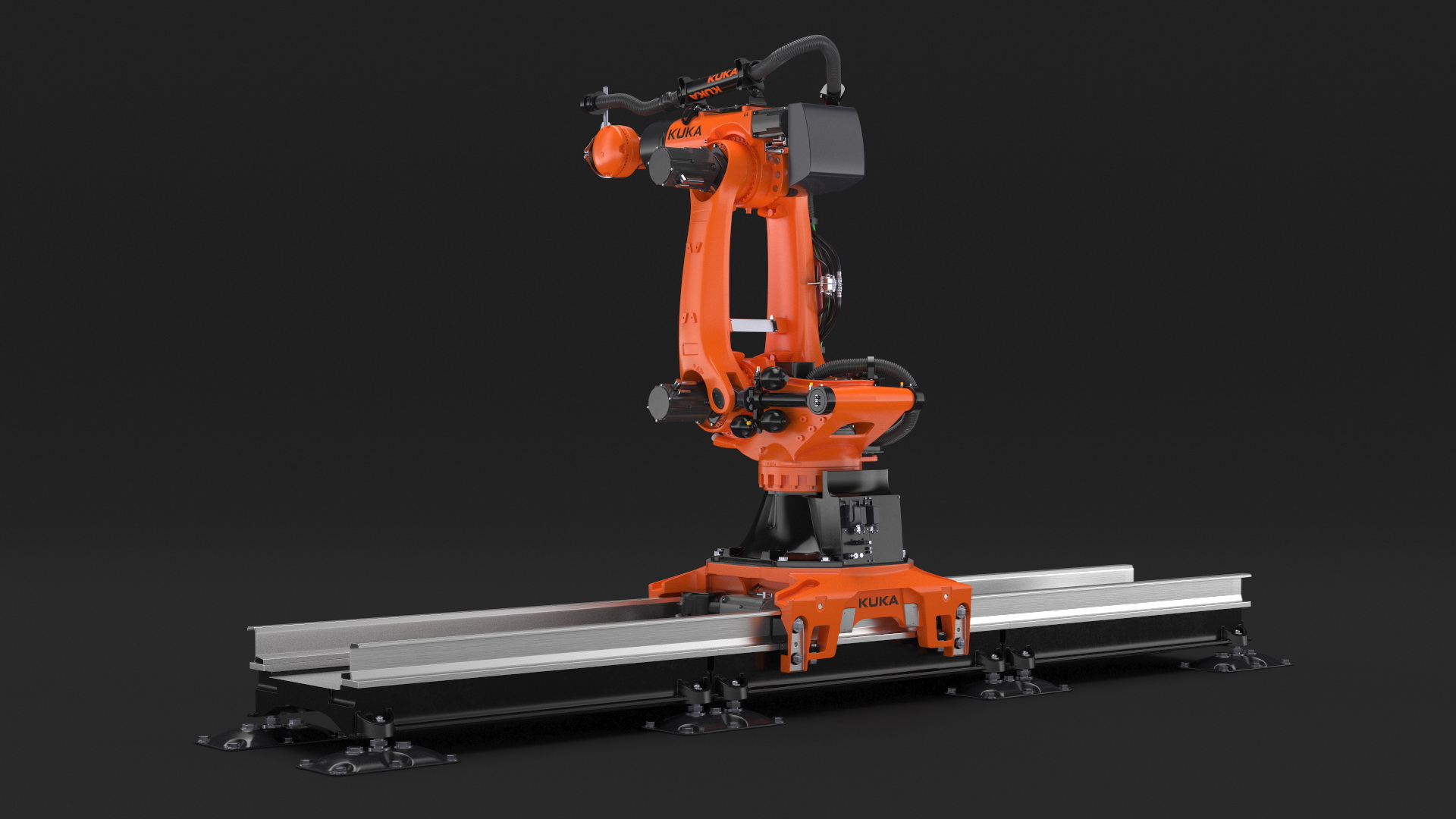 3D Ultra Robot Arm KUKA KR FORTEC On Skids KL 5000 Rigged for Maya model