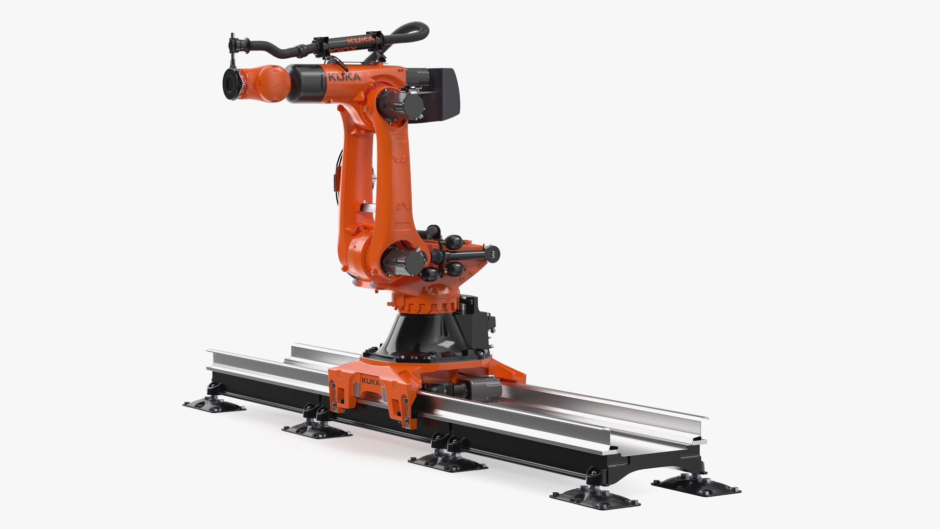 3D Ultra Robot Arm KUKA KR FORTEC On Skids KL 5000 Rigged for Maya model