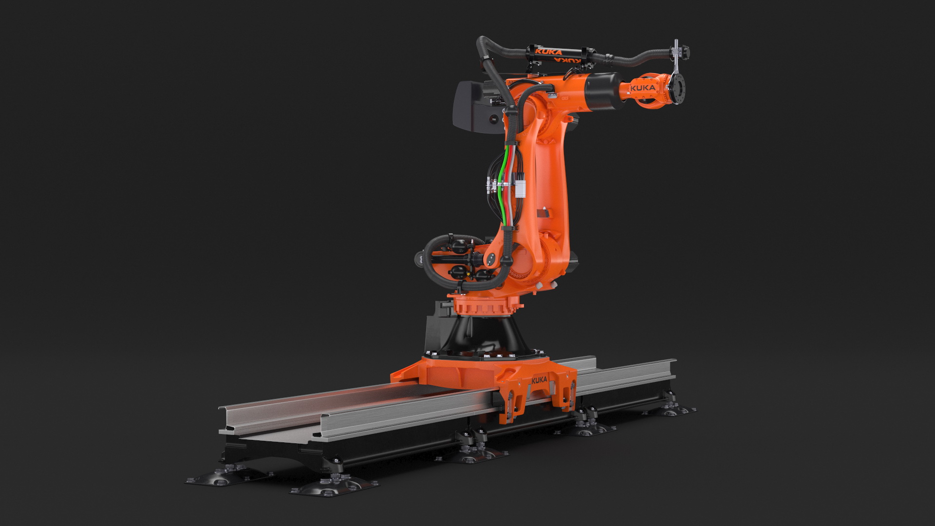 3D Ultra Robot Arm KUKA KR FORTEC On Skids KL 5000 Rigged for Maya model