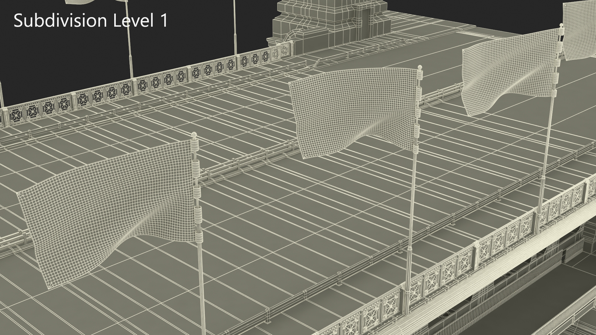 Chicago Drawbridge with Flags Lowered 3D