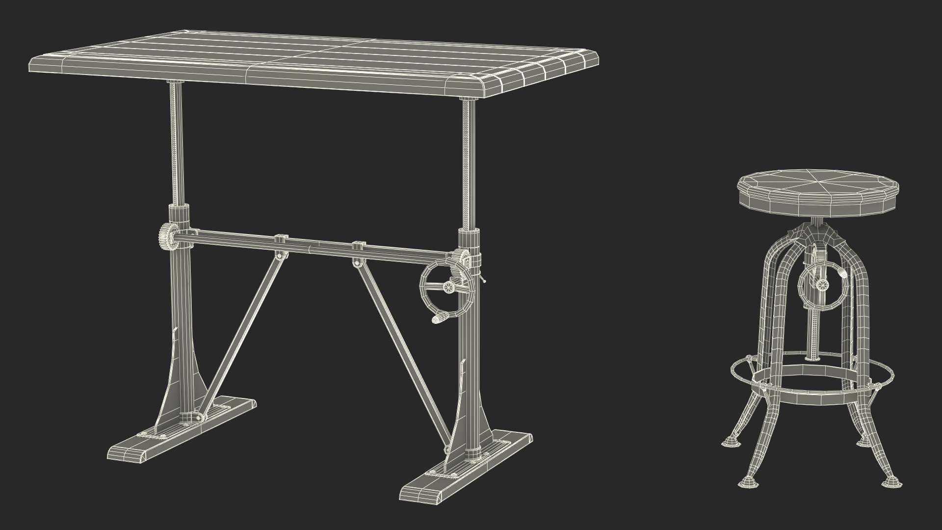 Vintage Table with Bull Horns 3D model