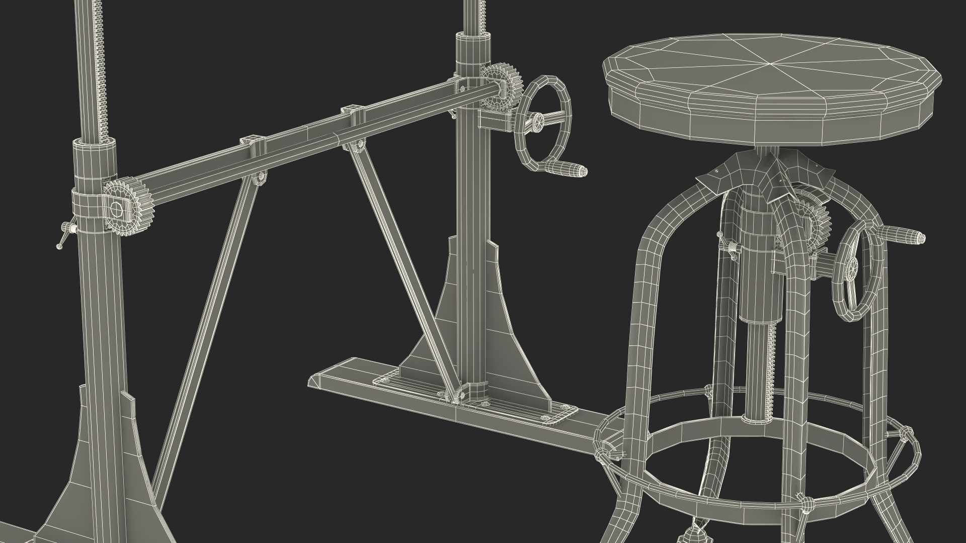 Vintage Table with Bull Horns 3D model