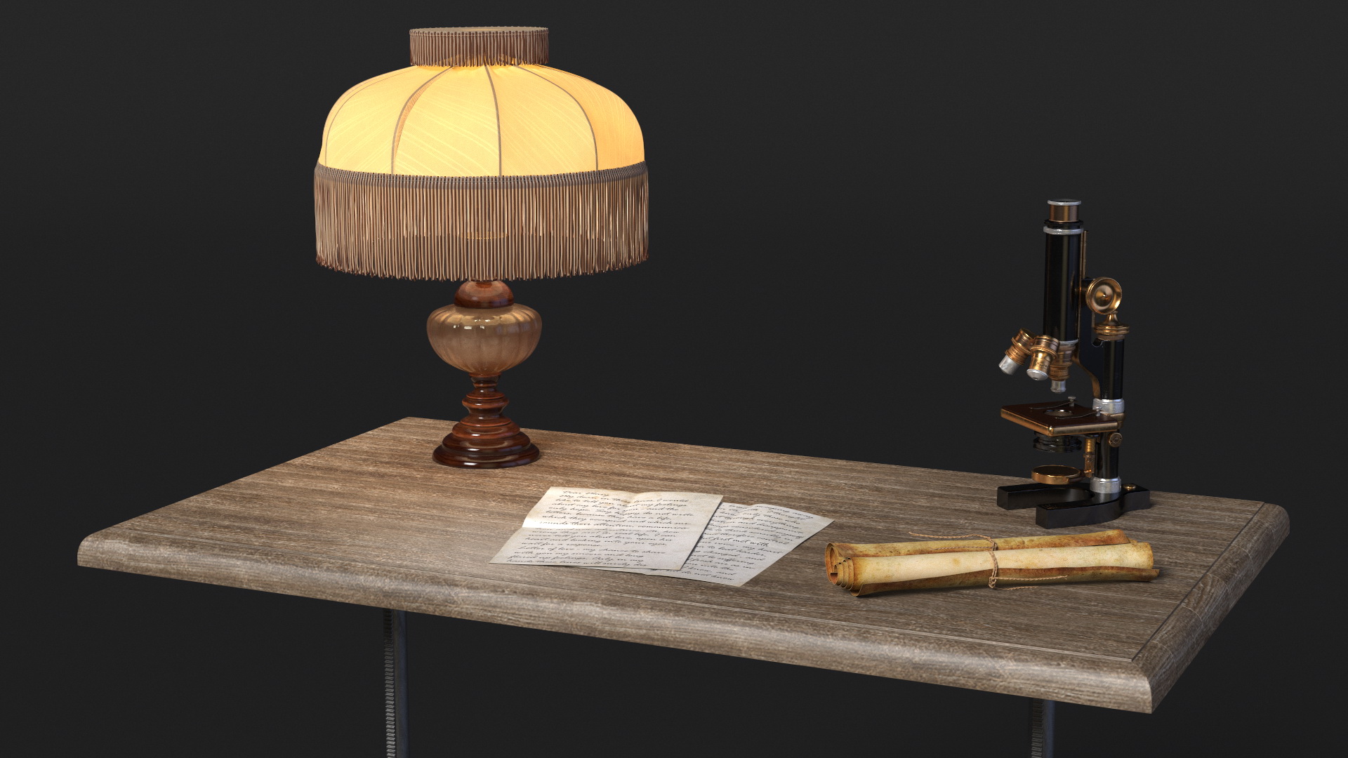 Vintage Table with Bull Horns 3D model
