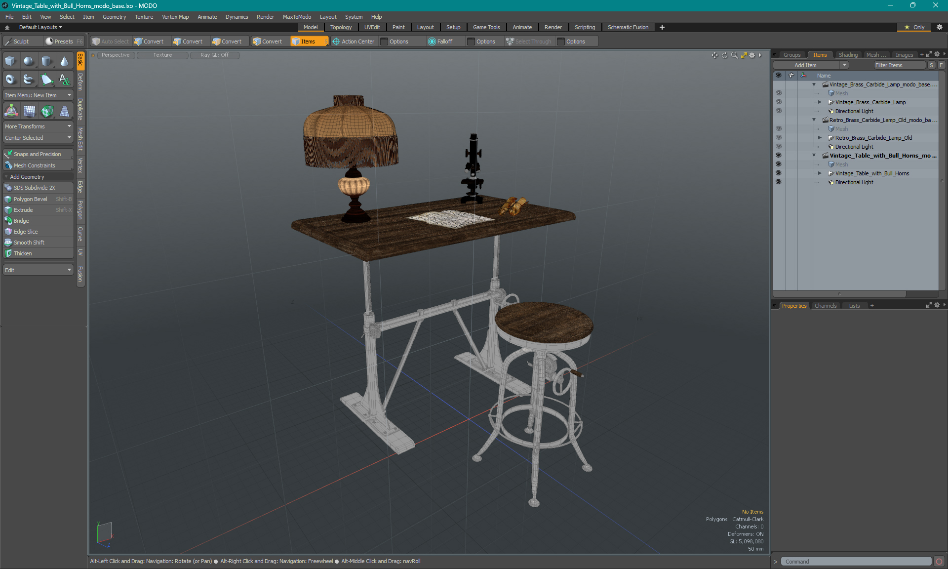 Vintage Table with Bull Horns 3D model