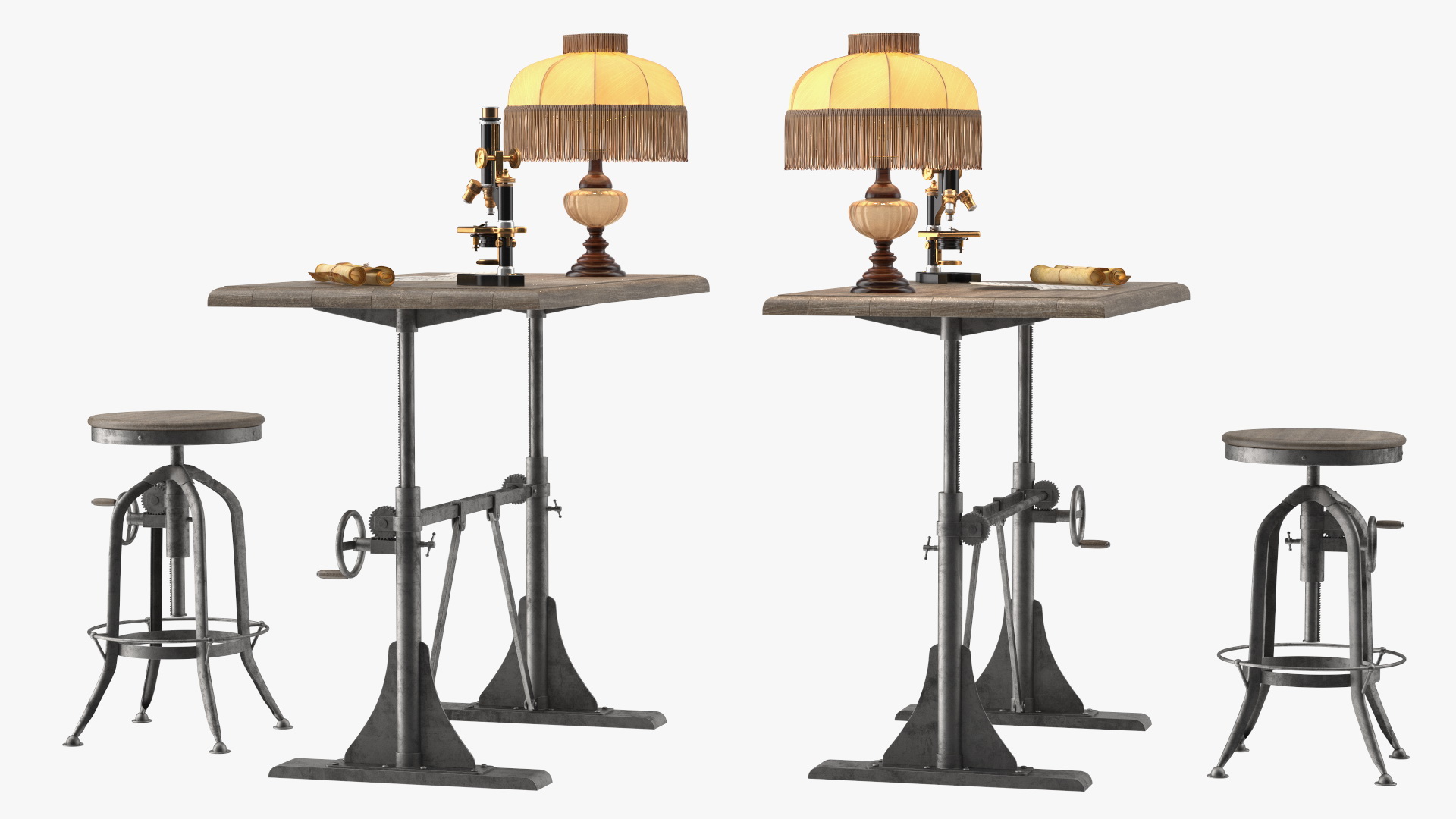 Vintage Table with Bull Horns 3D model