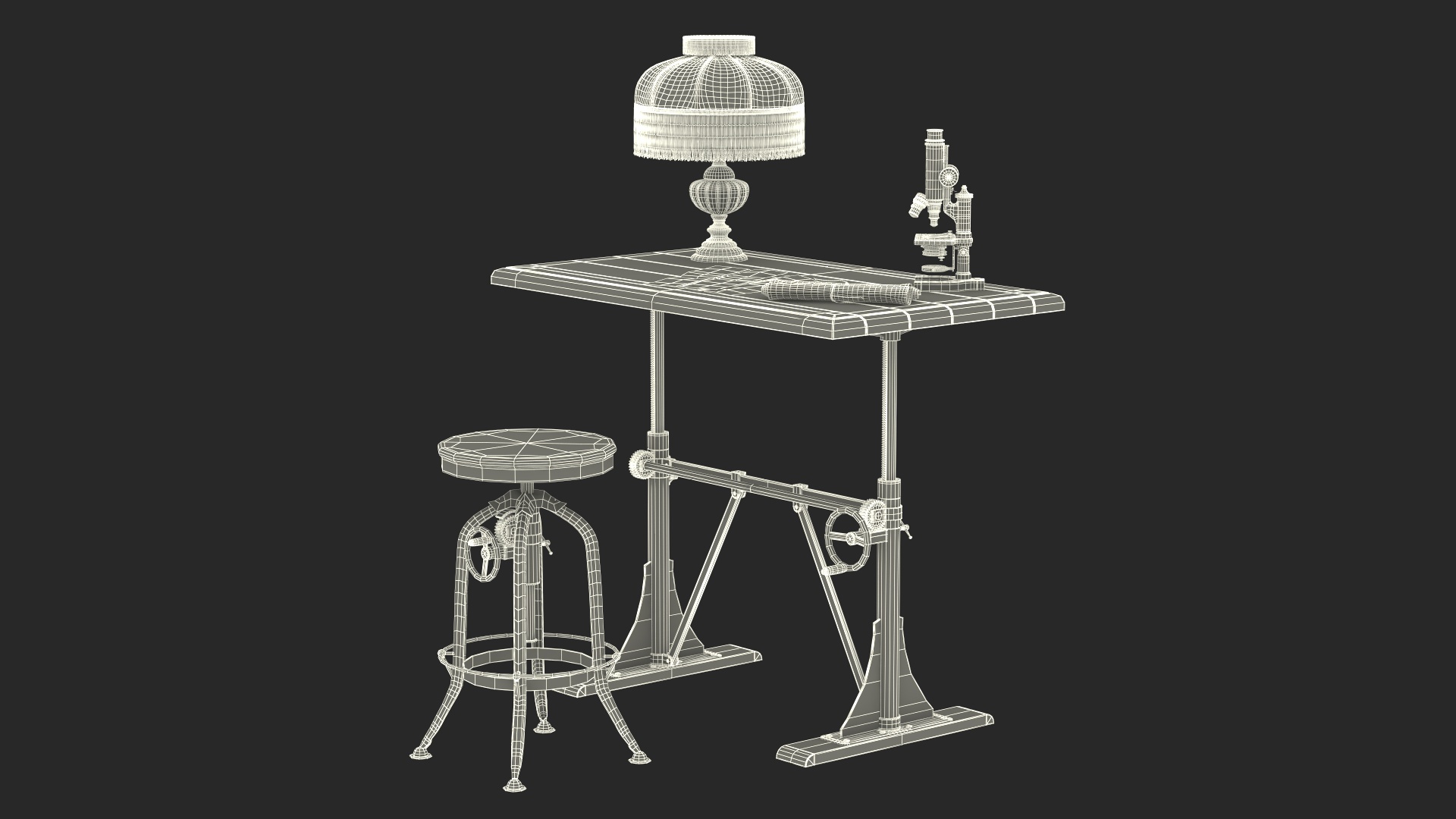 Vintage Table with Bull Horns 3D model