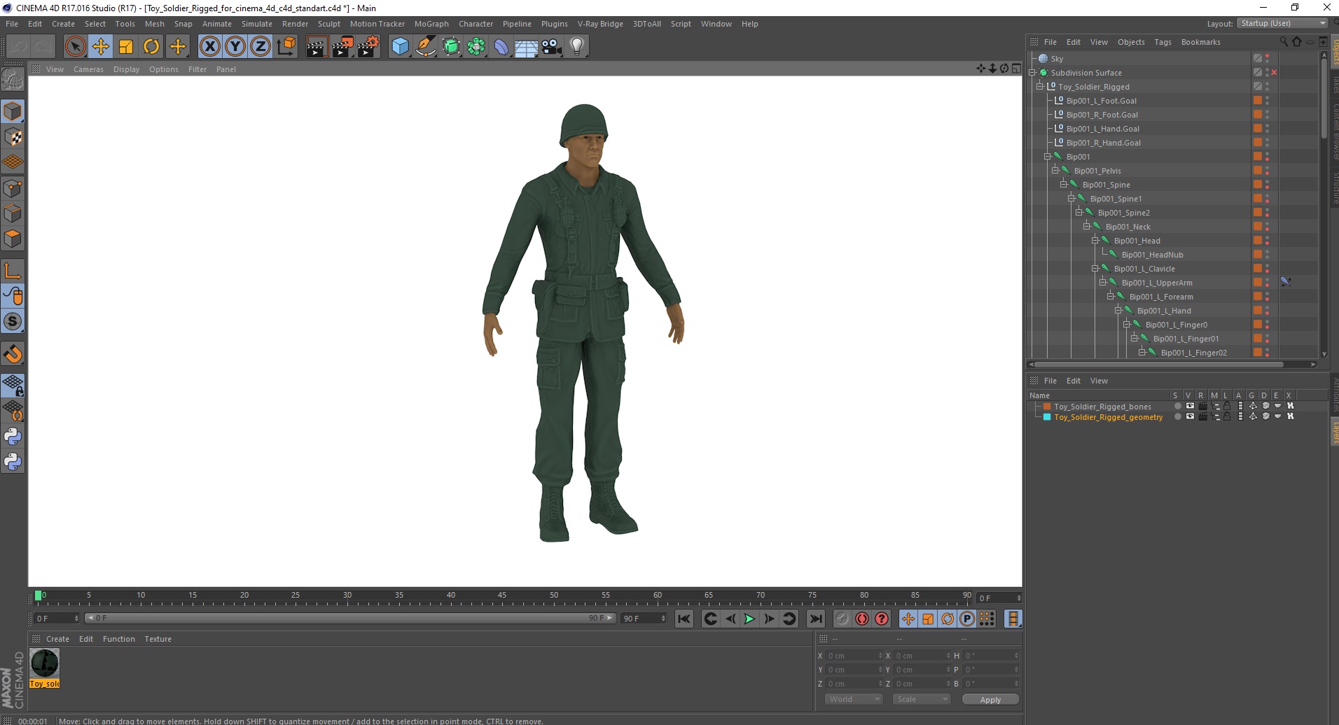 Toy Soldier Rigged for Cinema 4D 3D