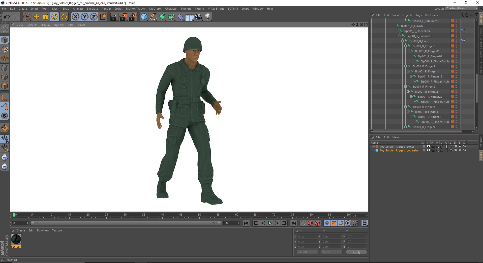 Toy Soldier Rigged for Cinema 4D 3D