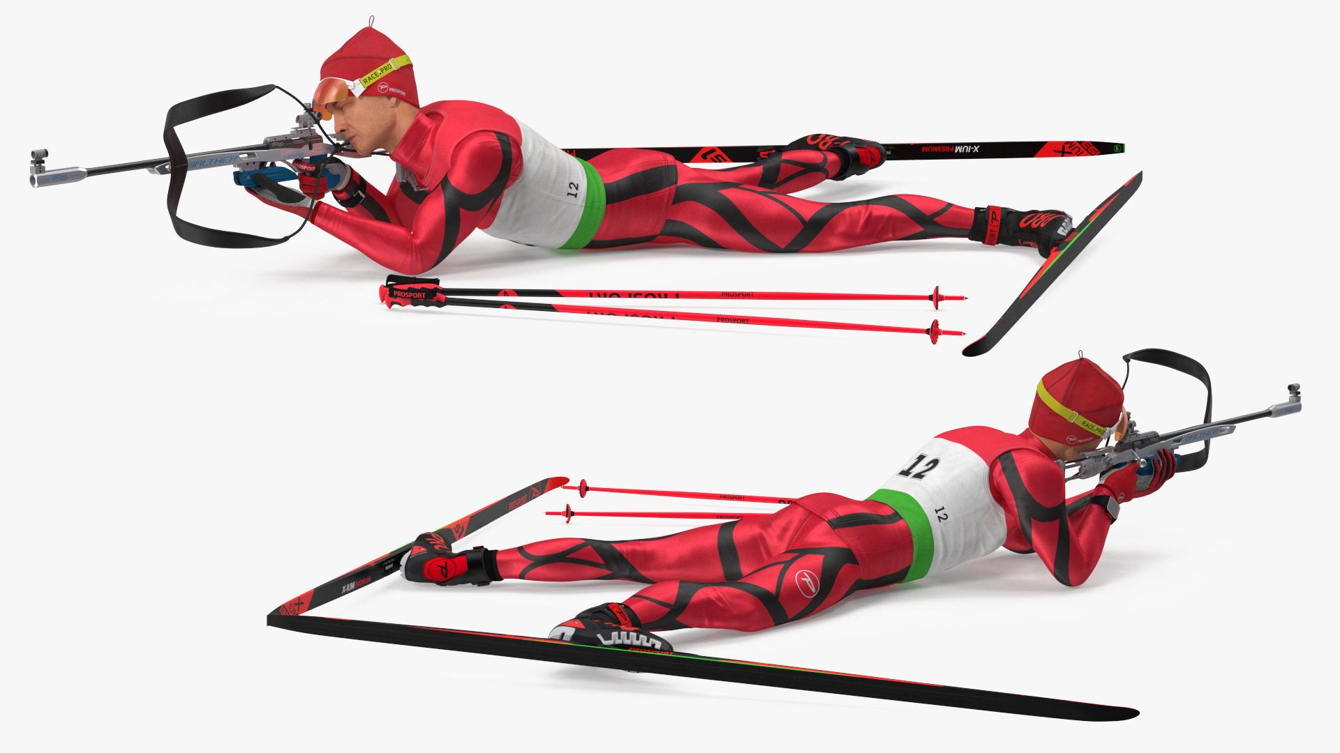 3D Biathlete Fully Equipped Shooting Pose model