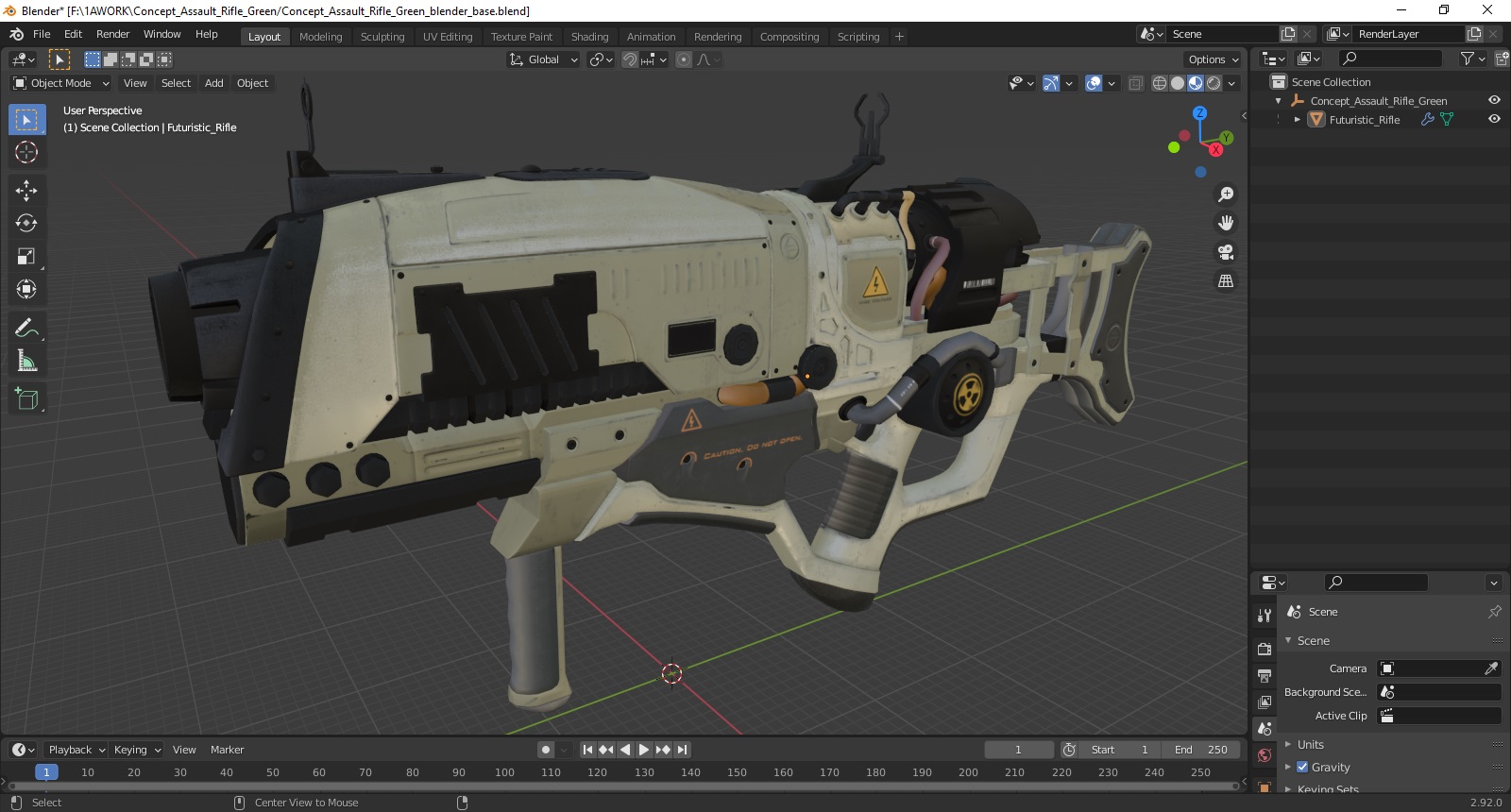 Concept Assault Rifle Green 3D
