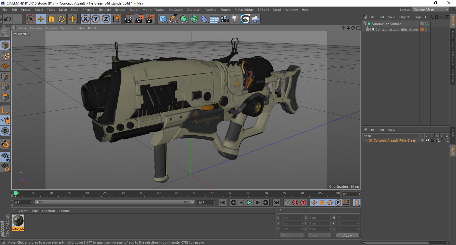 Concept Assault Rifle Green 3D
