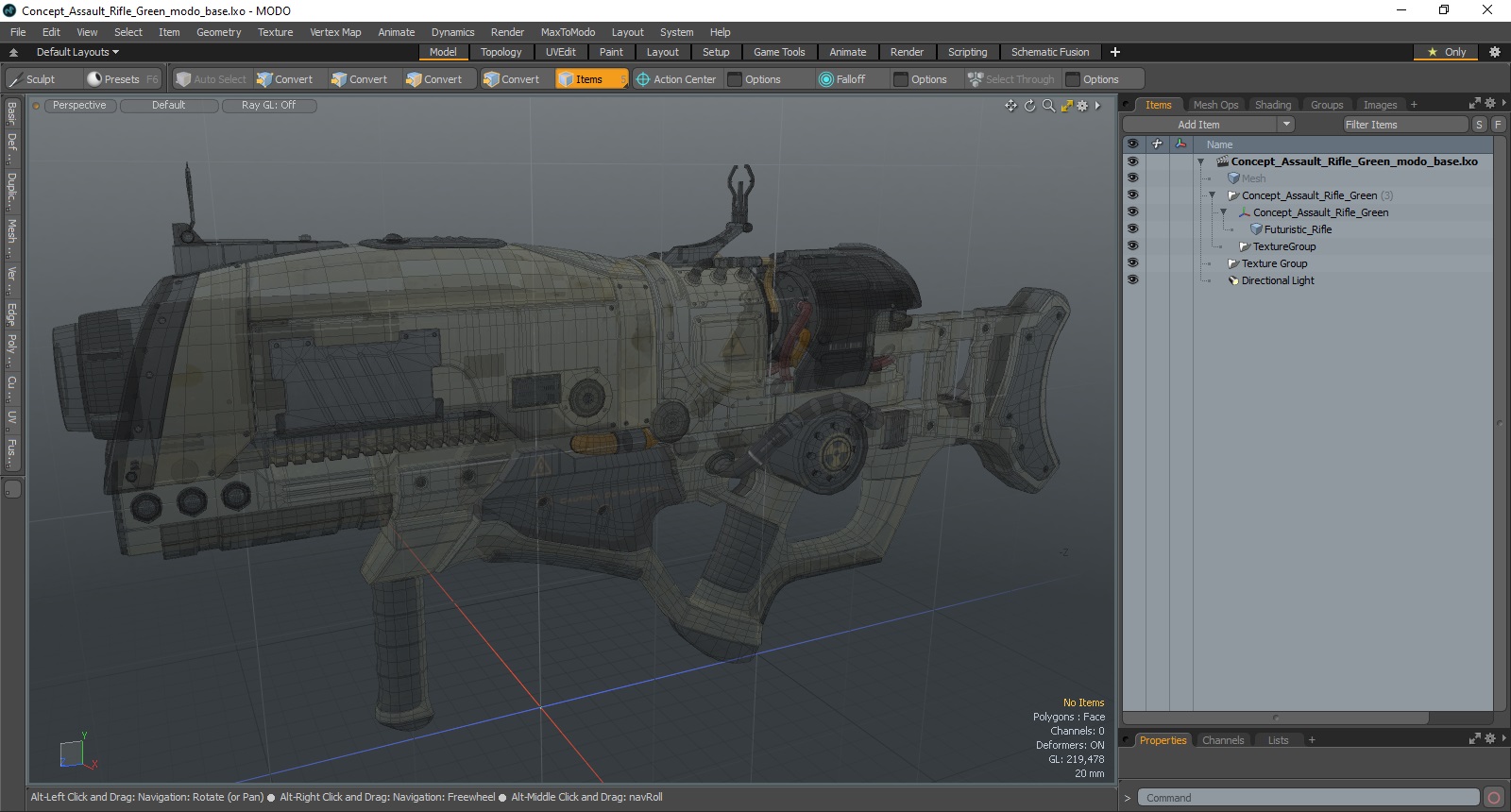 Concept Assault Rifle Green 3D