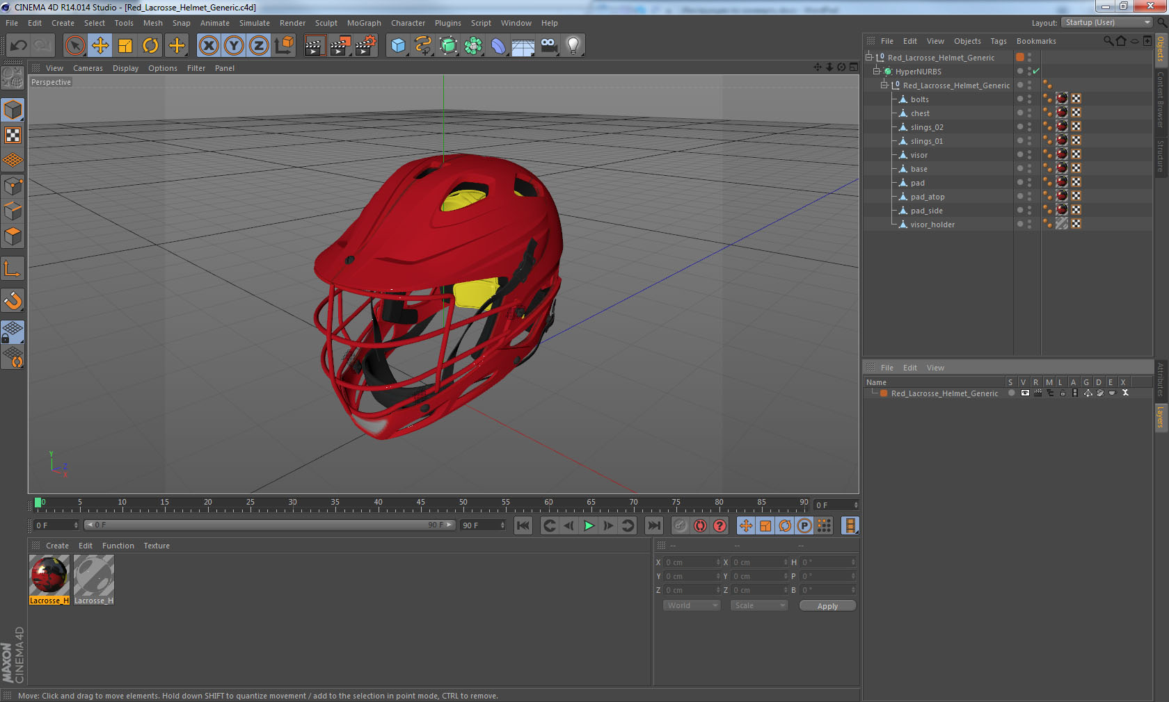 Red Lacrosse Helmet Generic 3D