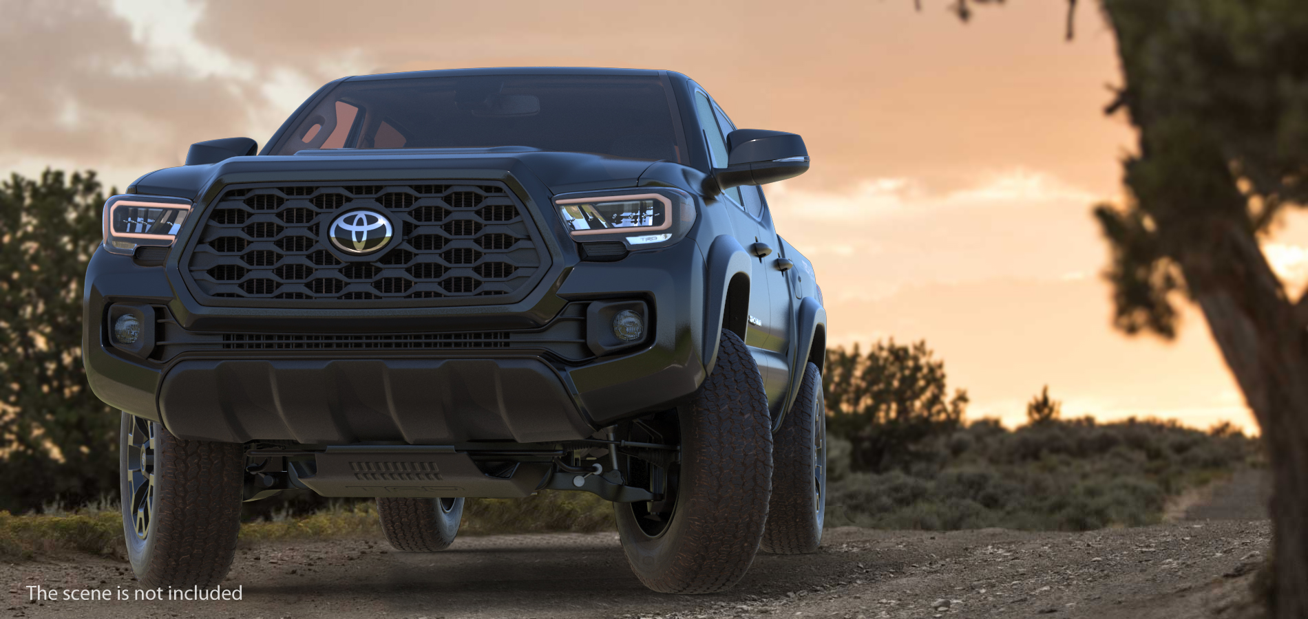 Toyota Tacoma TRD Off Road Black 2021 Rigged 3D model