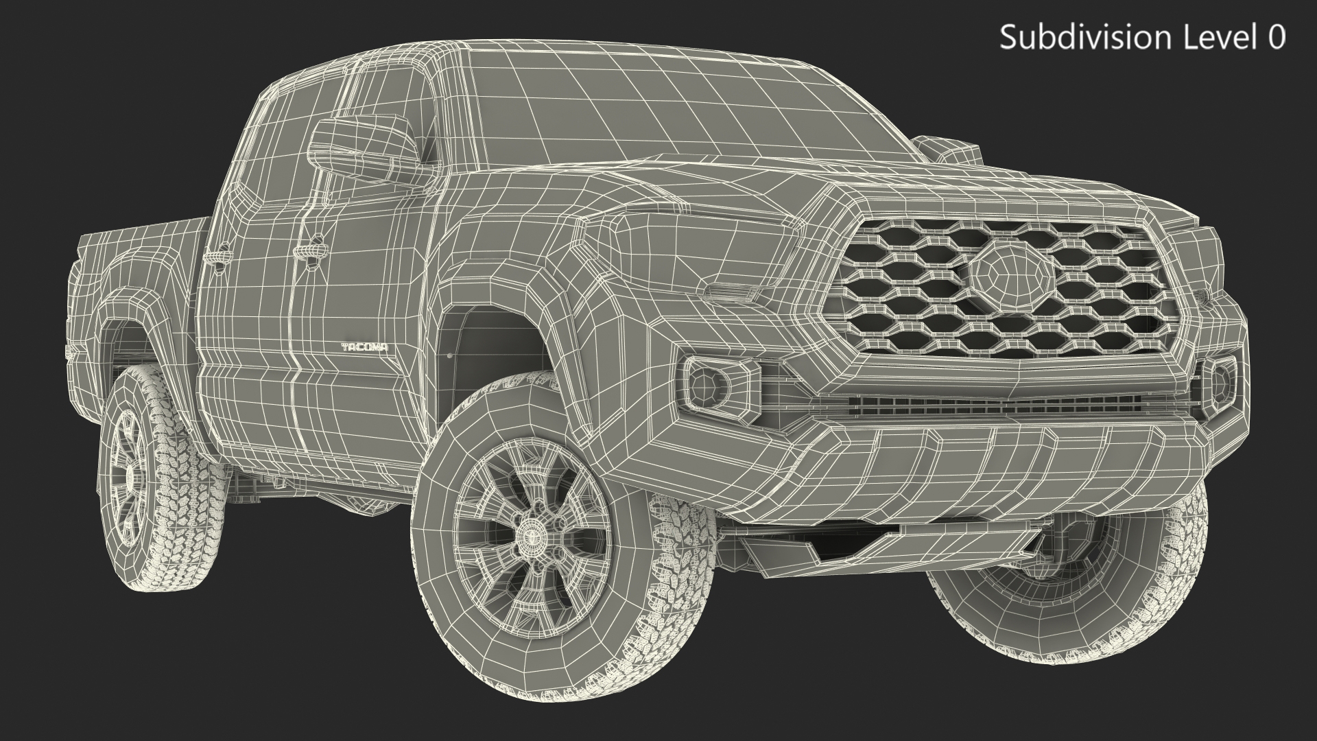 Toyota Tacoma TRD Off Road Black 2021 Rigged 3D model