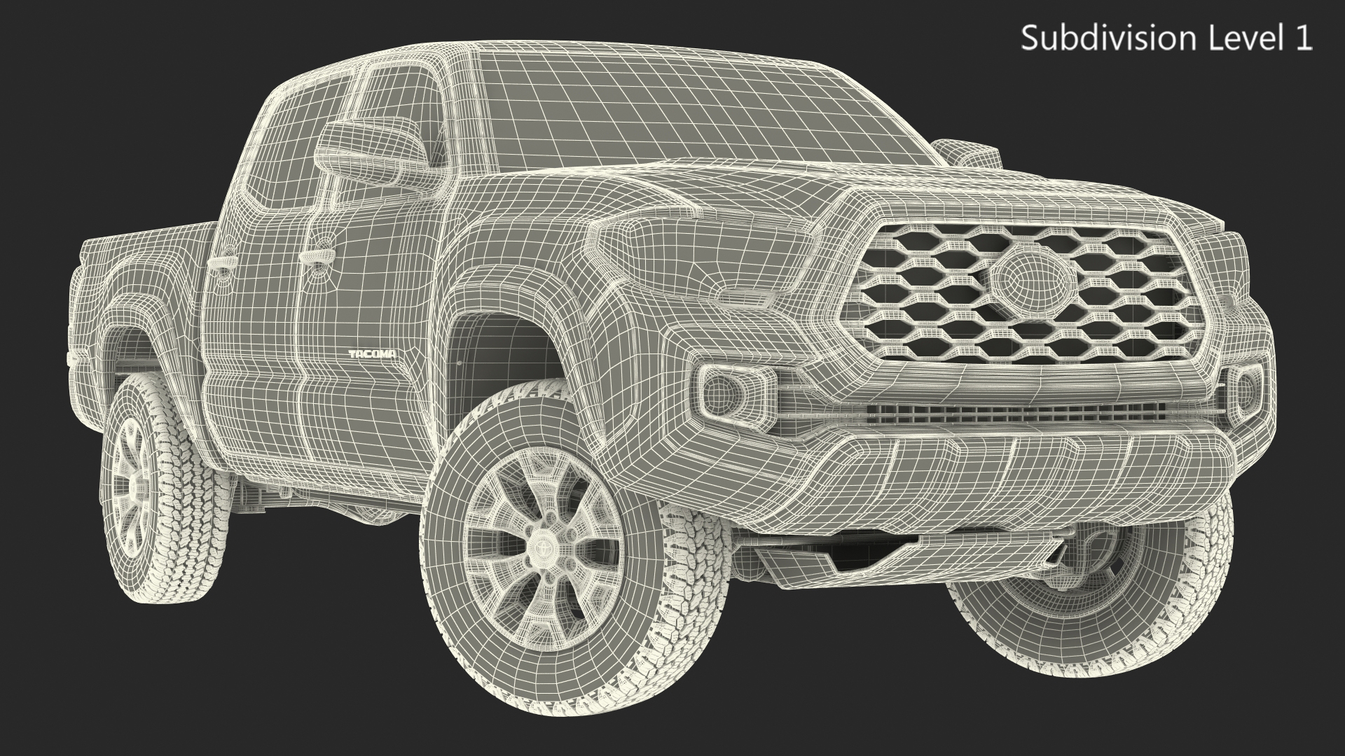 Toyota Tacoma TRD Off Road Black 2021 Rigged 3D model